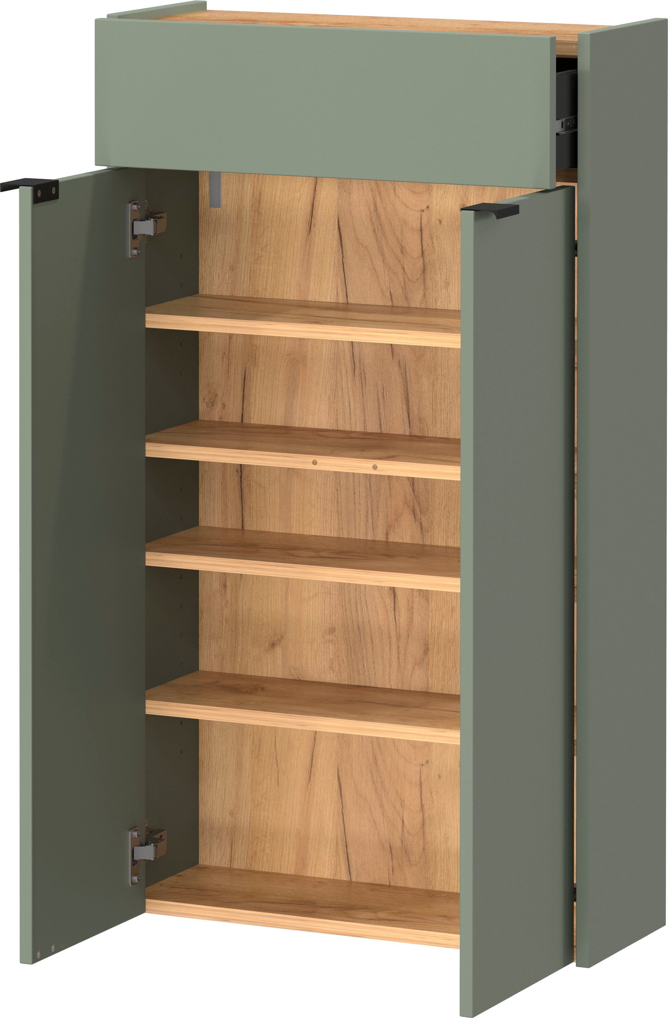 GERMANIA Halmeubelset Ameca Multifunctionele kast en spiegel, geringe diepte, ideaal voor smalle gangen (set, 2-delig)