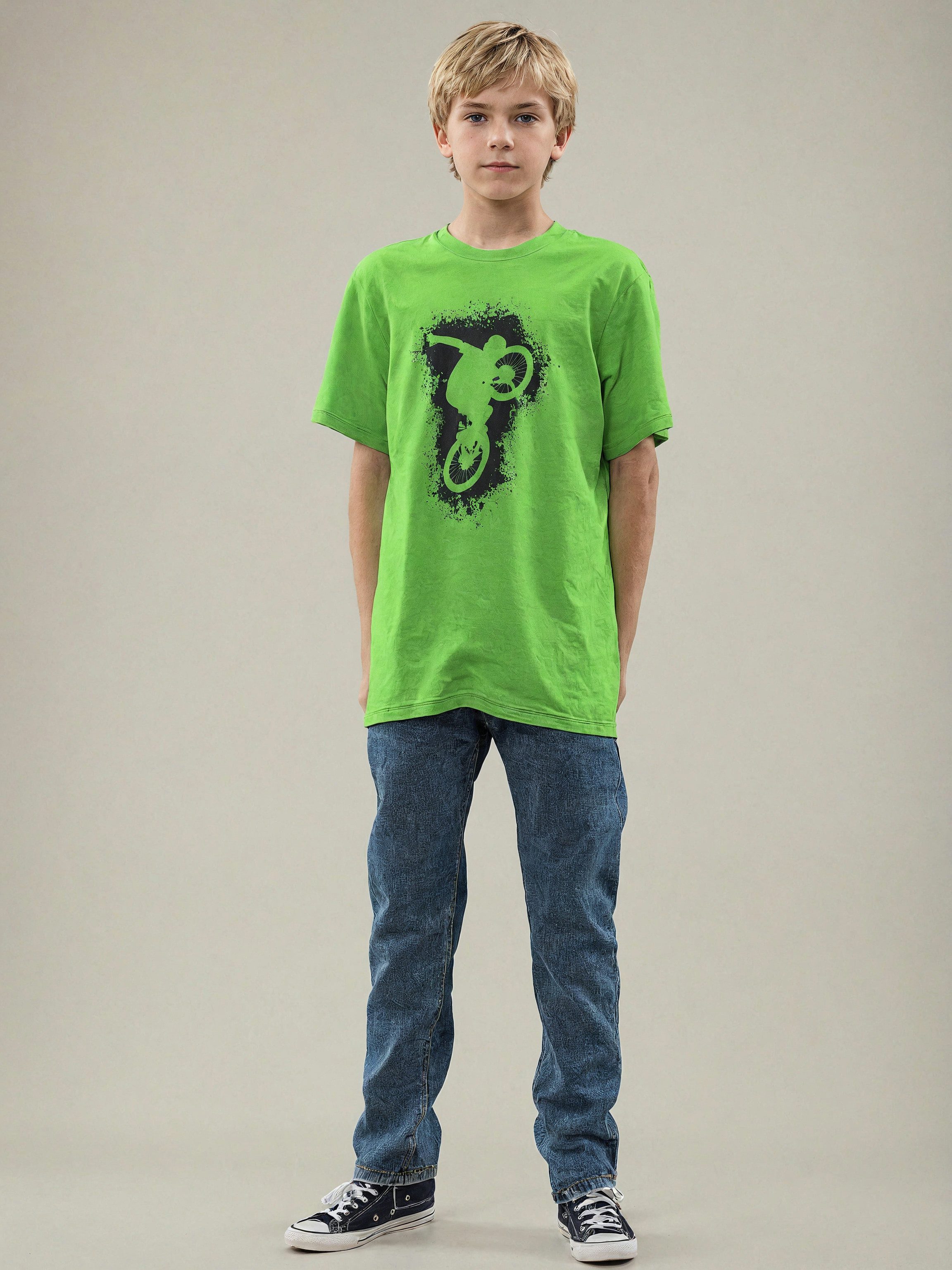 KIDSWORLD T-shirt Voor jongens Korte mouwen, basic pasvorm, met stijlvolle print, ronde hals