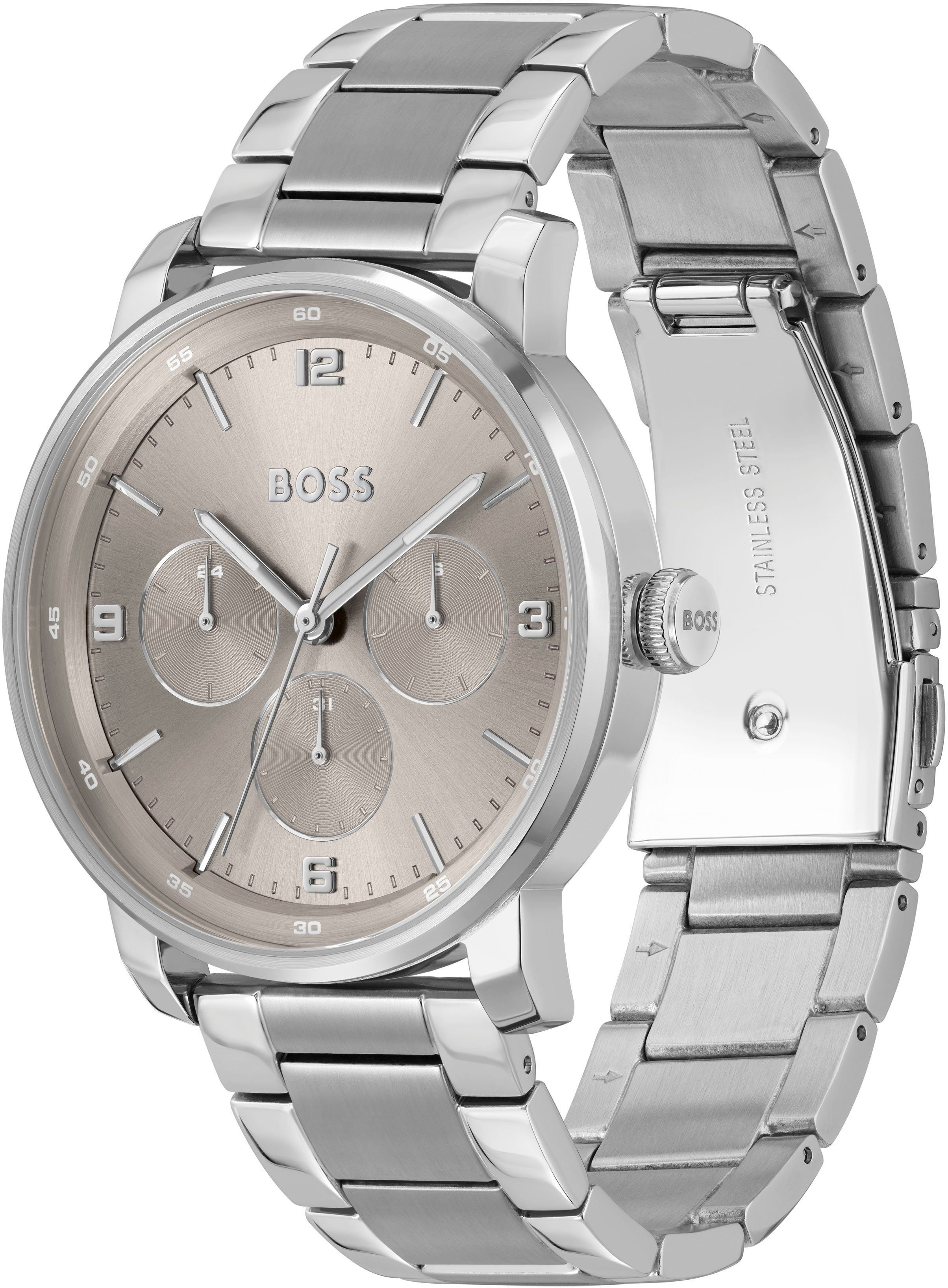 Boss Multifunctioneel horloge CONTENDER Quartz horloge, herenhorloge, armbanduhr, datum, leren band