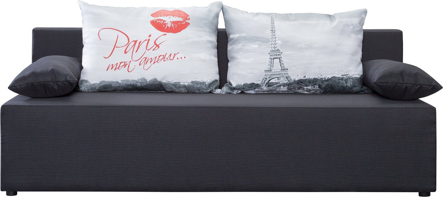 exxpo - sofa fashion 3-zitsbank Tabou Paris met slaapbank functie en bedbox, incl. losse sier- en rugkussens