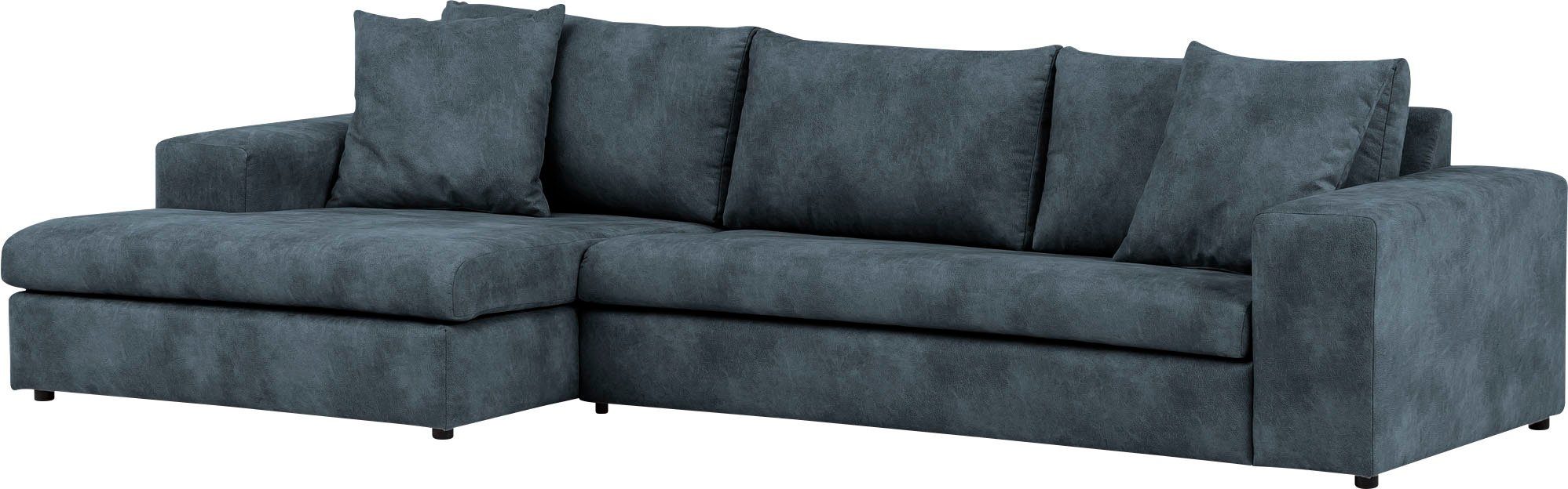 andas Hoekbank SLEETLAND XXL van fluweel of in vintage leer-look, L-model,