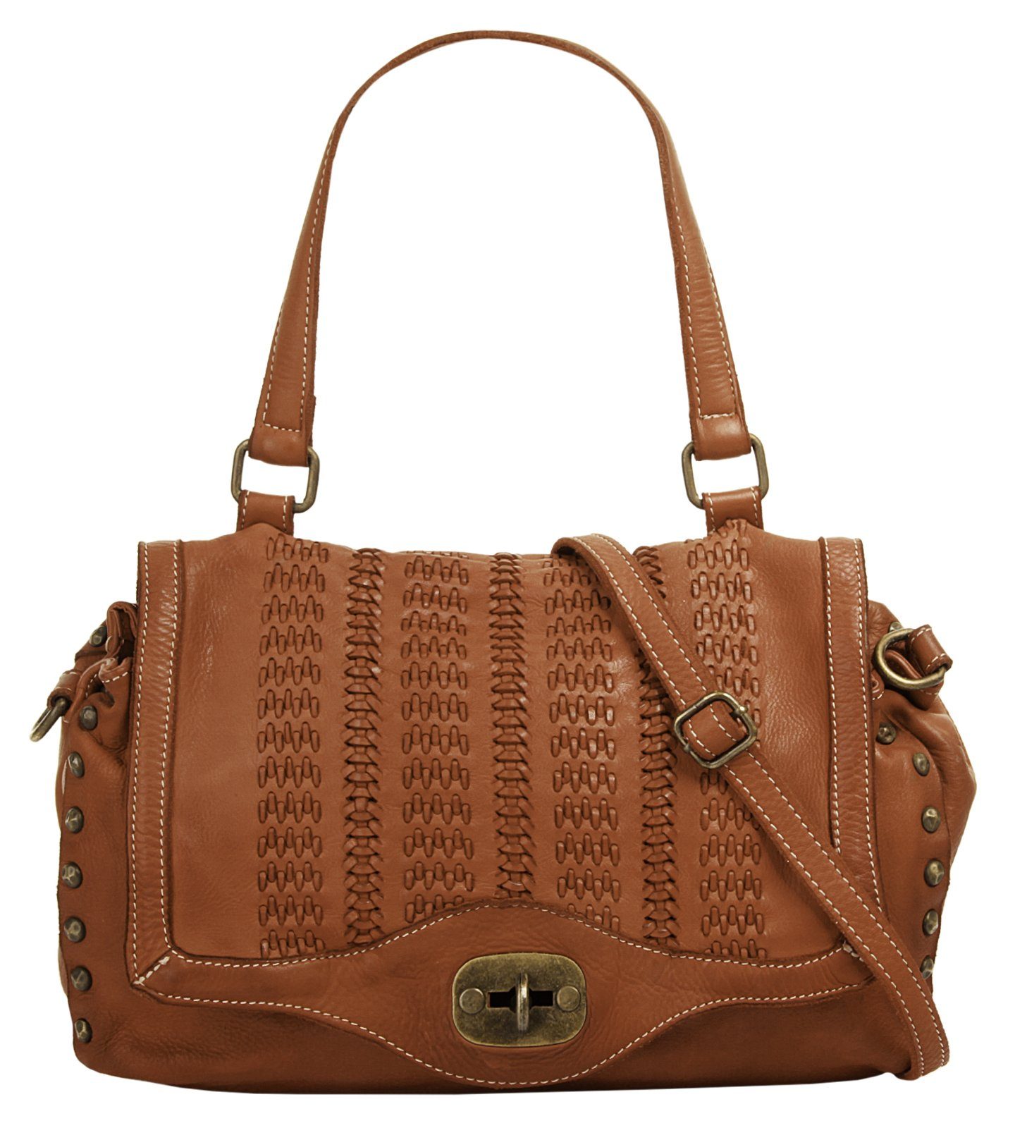 Samantha Look Tas echt leer, made in italy dames tassen maat onesize (33 x 23 x 7 cm) bruin