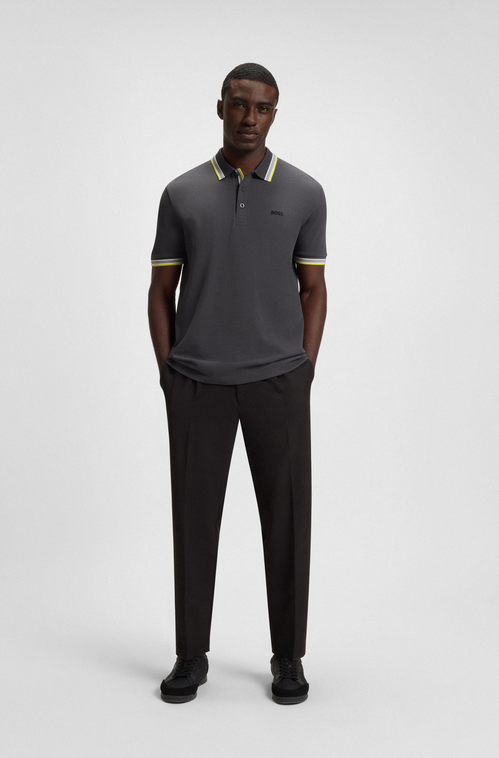 BOSS GREEN Poloshirt PADDY met contrasterende strepen aan de kraag