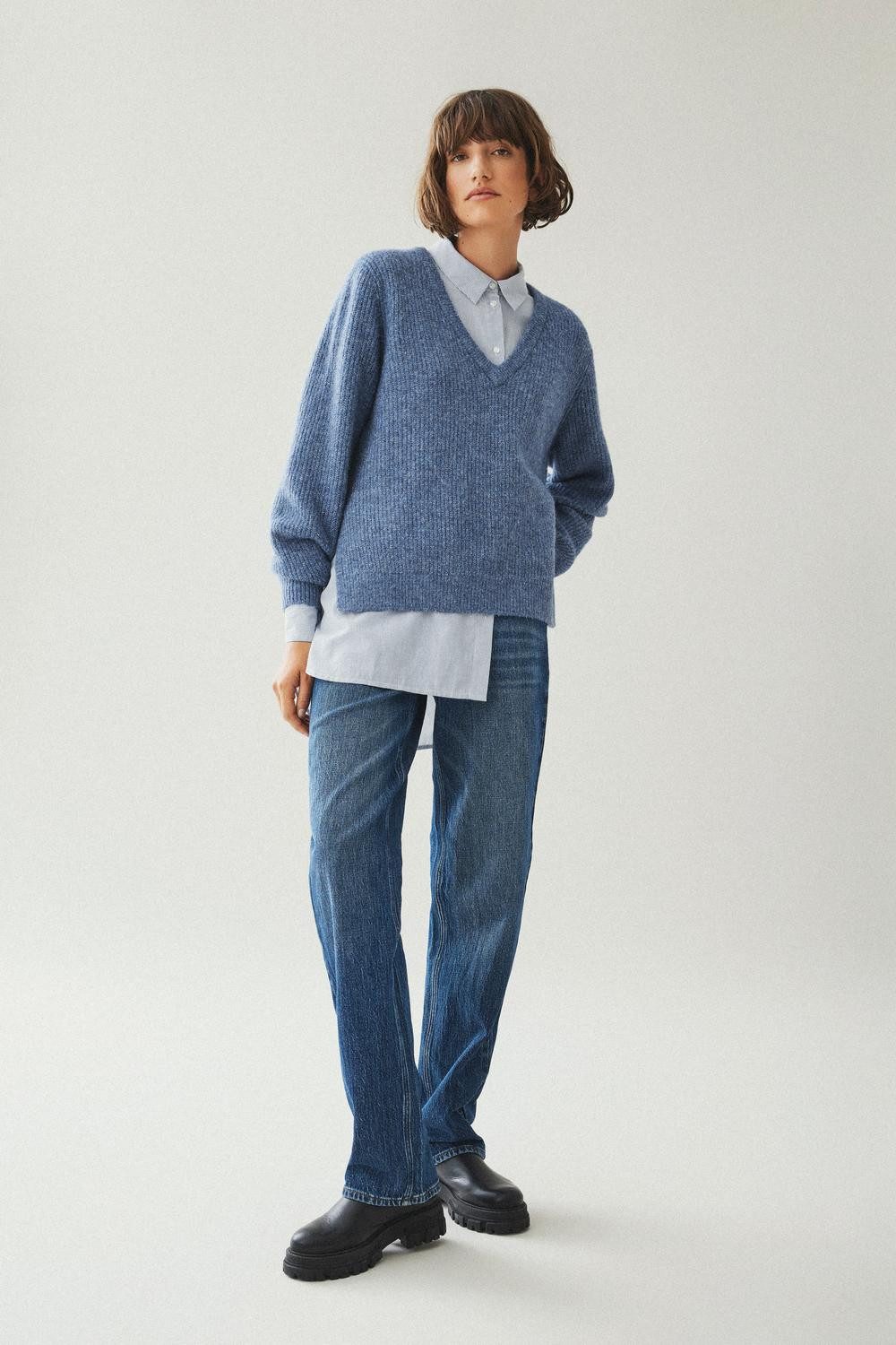 Vila Trui met V-hals VIBELUNA V-NECK REV L/S KNIT TOP - NOOS