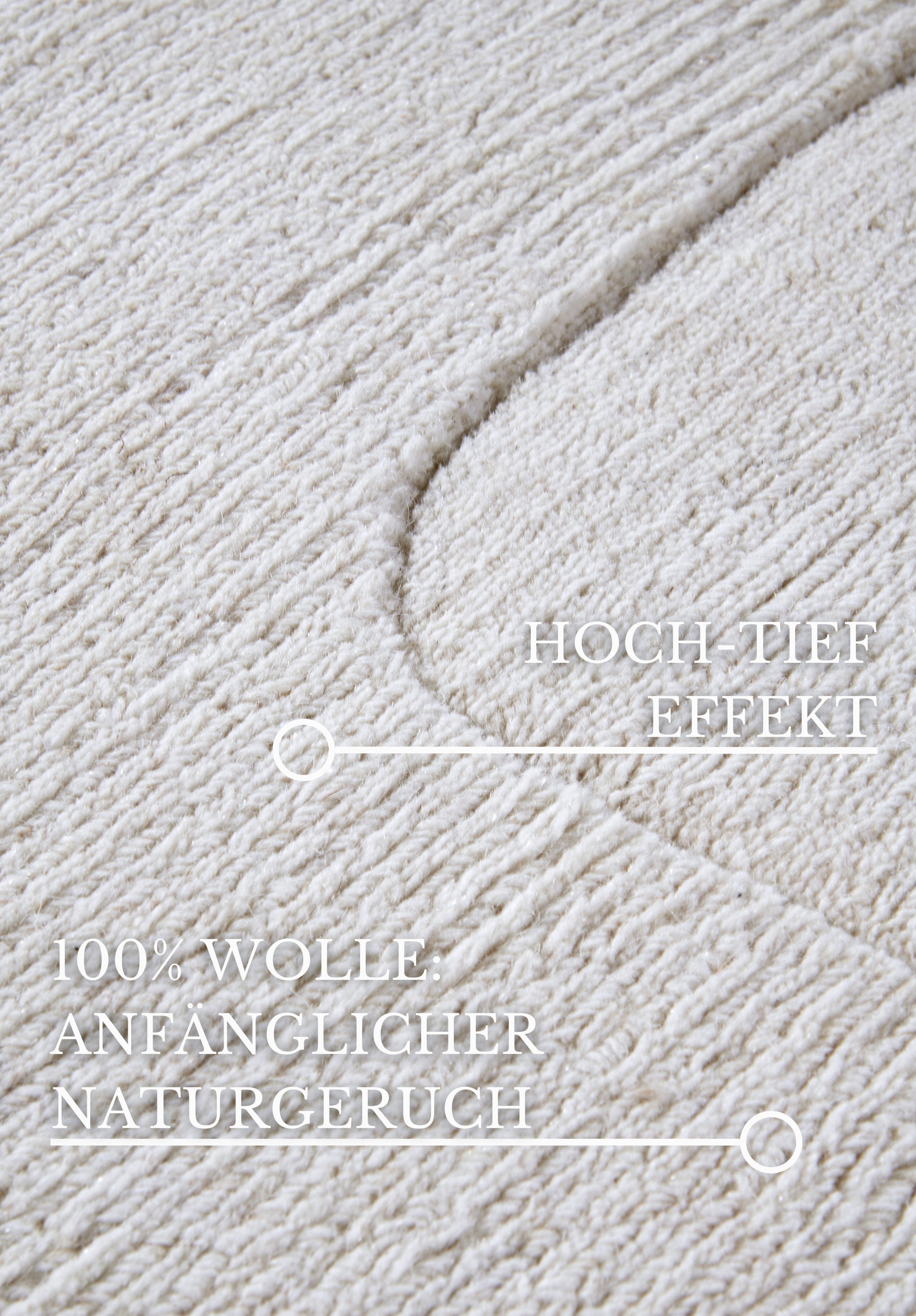 Villeroy & Boch Wollen kleed Charlotte Loper, handgeweven, wol, natuur, loper, woonkamer, geometrie