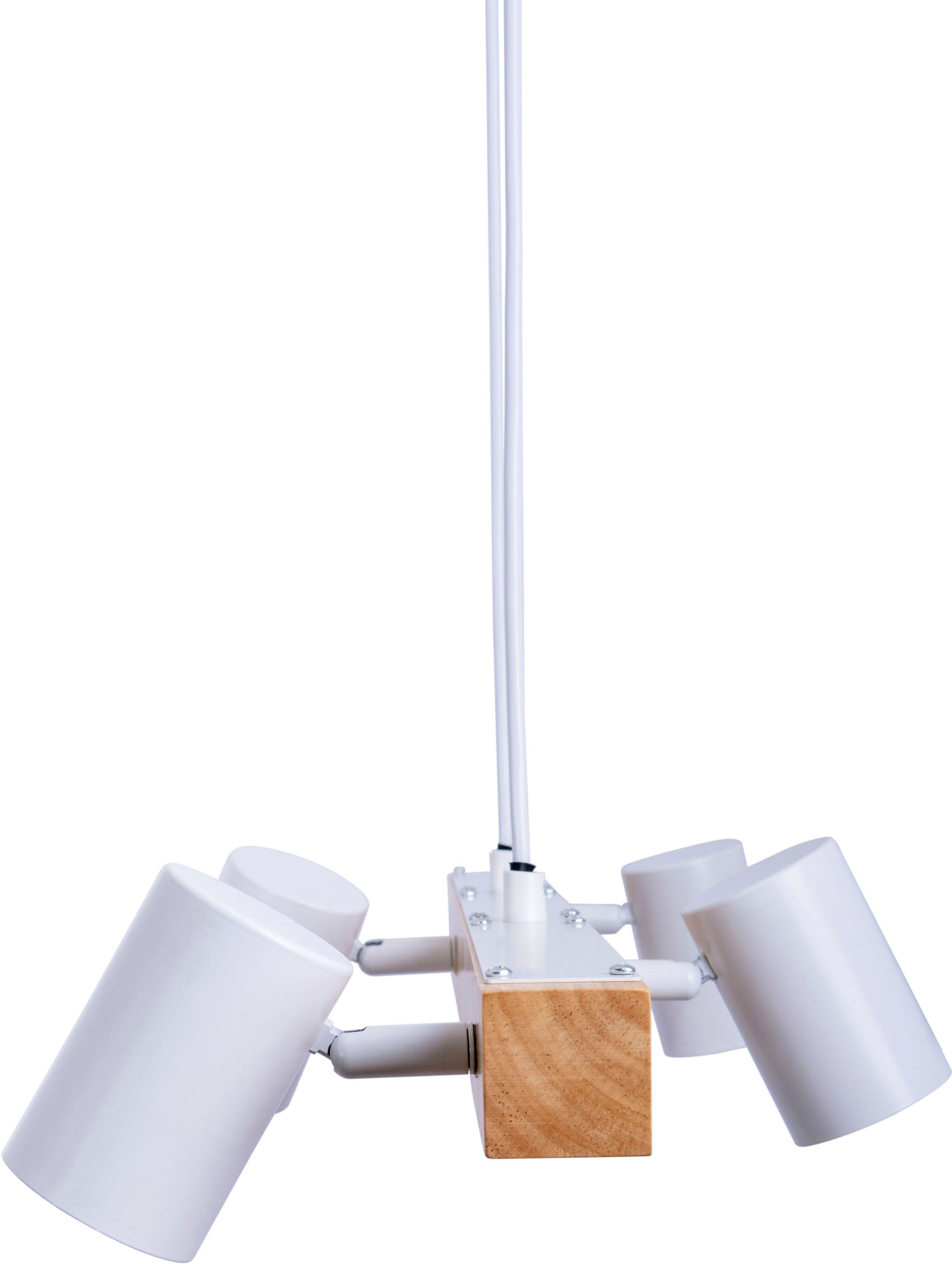 näve Hanglamp Frida Materiaal metaal/gummiboom, kleur natuurlijk/wit, excl. 4xGU10 max. 40W (1 stuk)
