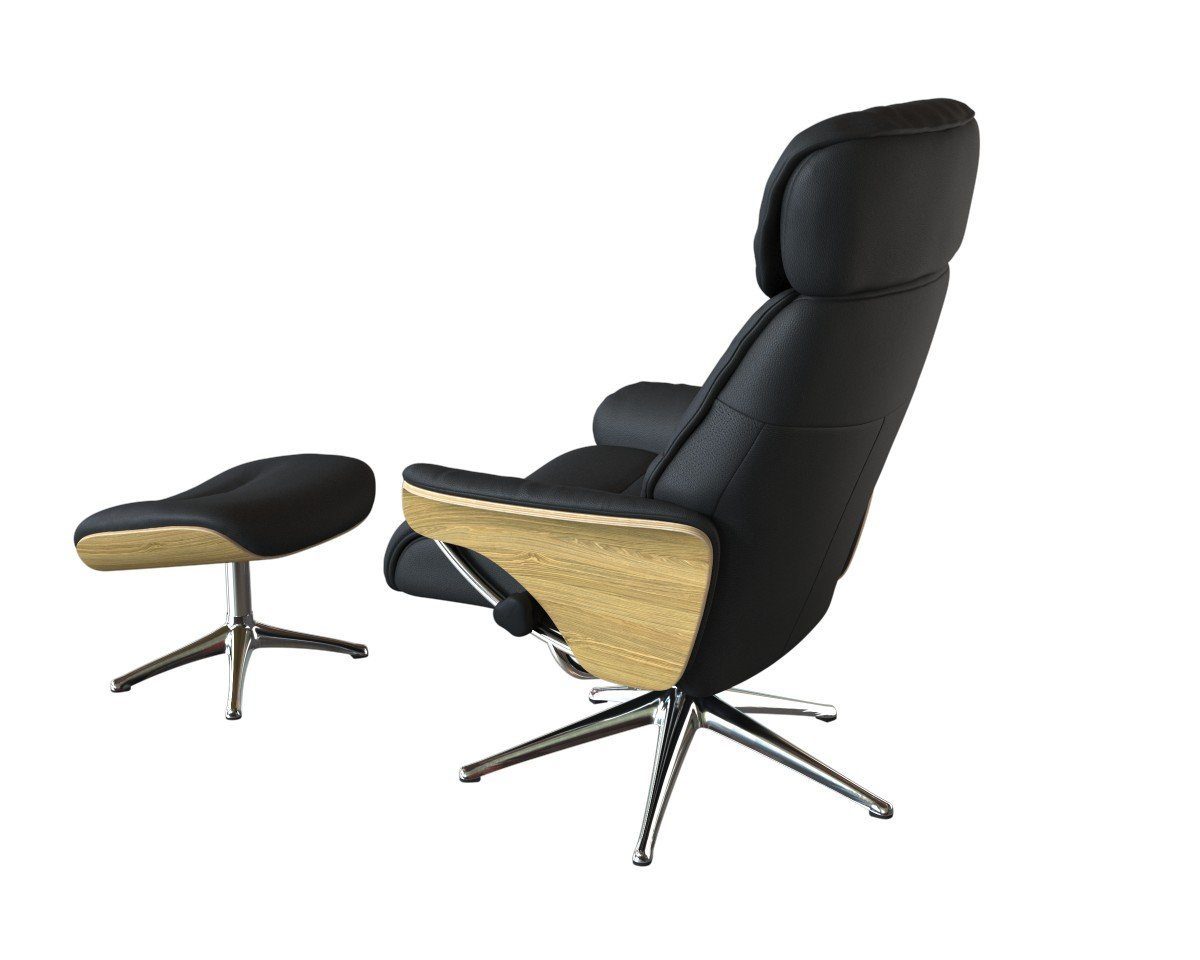 FLEXLUX Relaxfauteuil Aarhus, functionele stoel, gestoffeerde stoel, armleuning, TV-fauteuil, Relaxfunctie & hoofd- en rugverstelling, armleuning eiken, voet aluminium