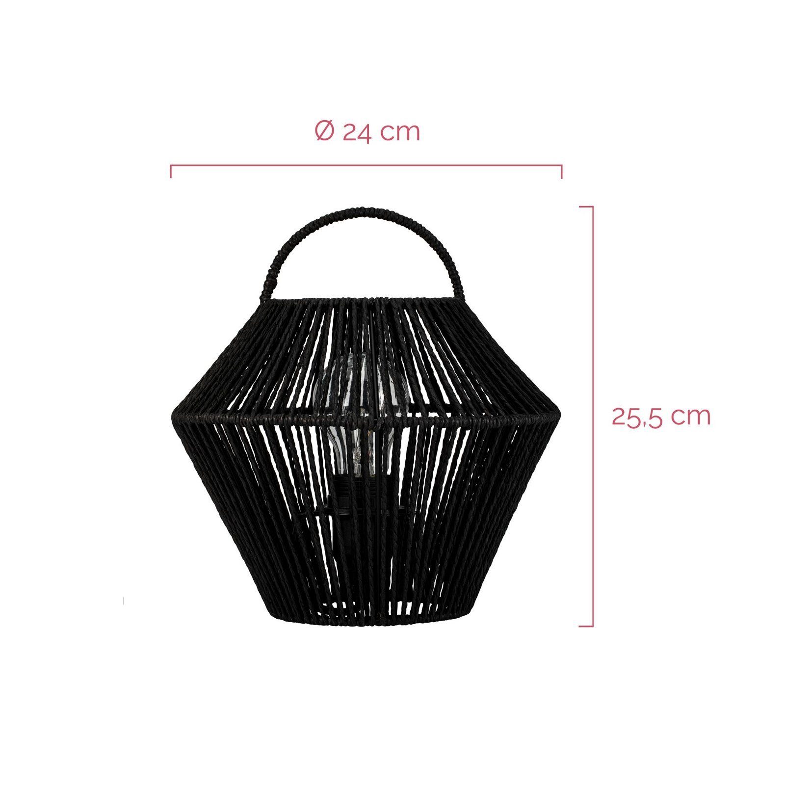 Pauleen Tafellamp Boho Shine max20W zwart 230V metaal/rattan