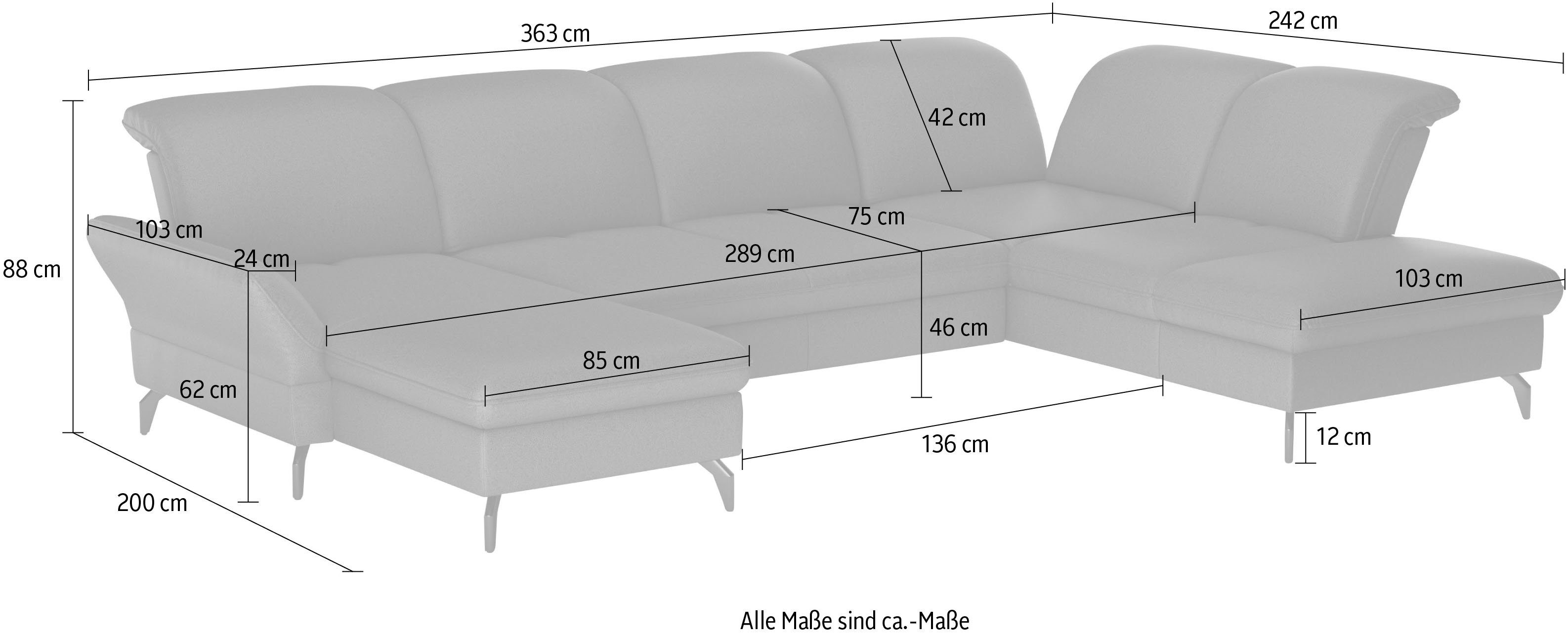 sit&more Zithoek Leandro U-vorm Naar keuze met bed, hoofdbord en armleuningfunctie, en bedkist