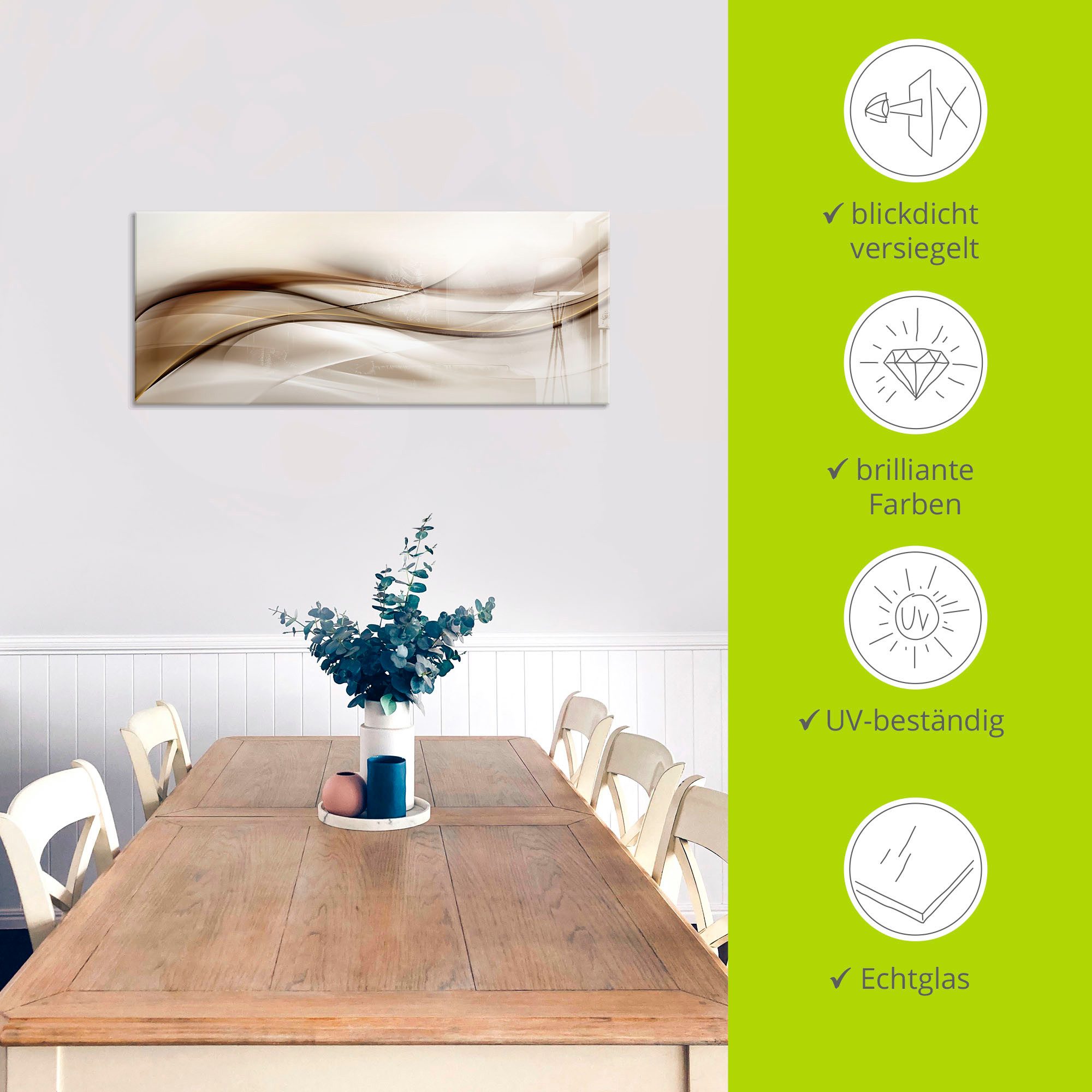 Artland Print op glas Bruine abstracte golf