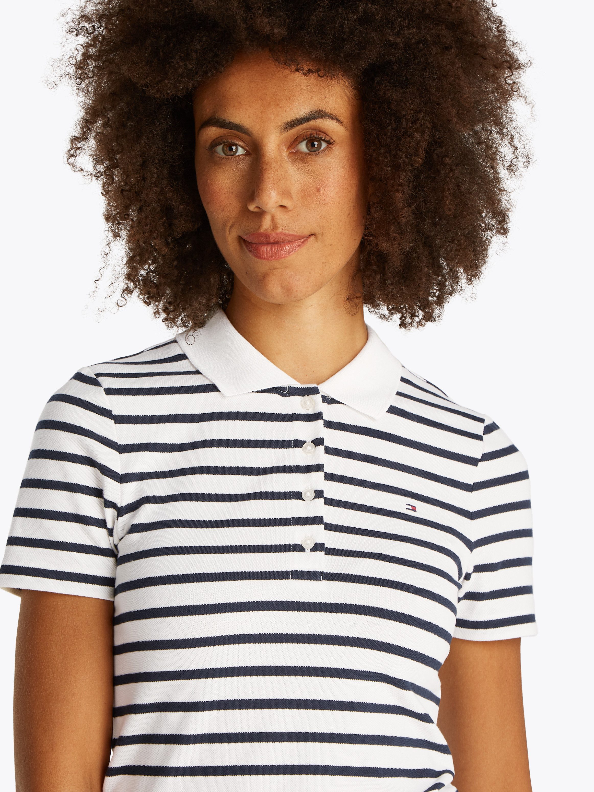 Tommy Hilfiger Poloshirt 1985 Slim Fit Pique Premium met logo-borduursel, met zijsplitten