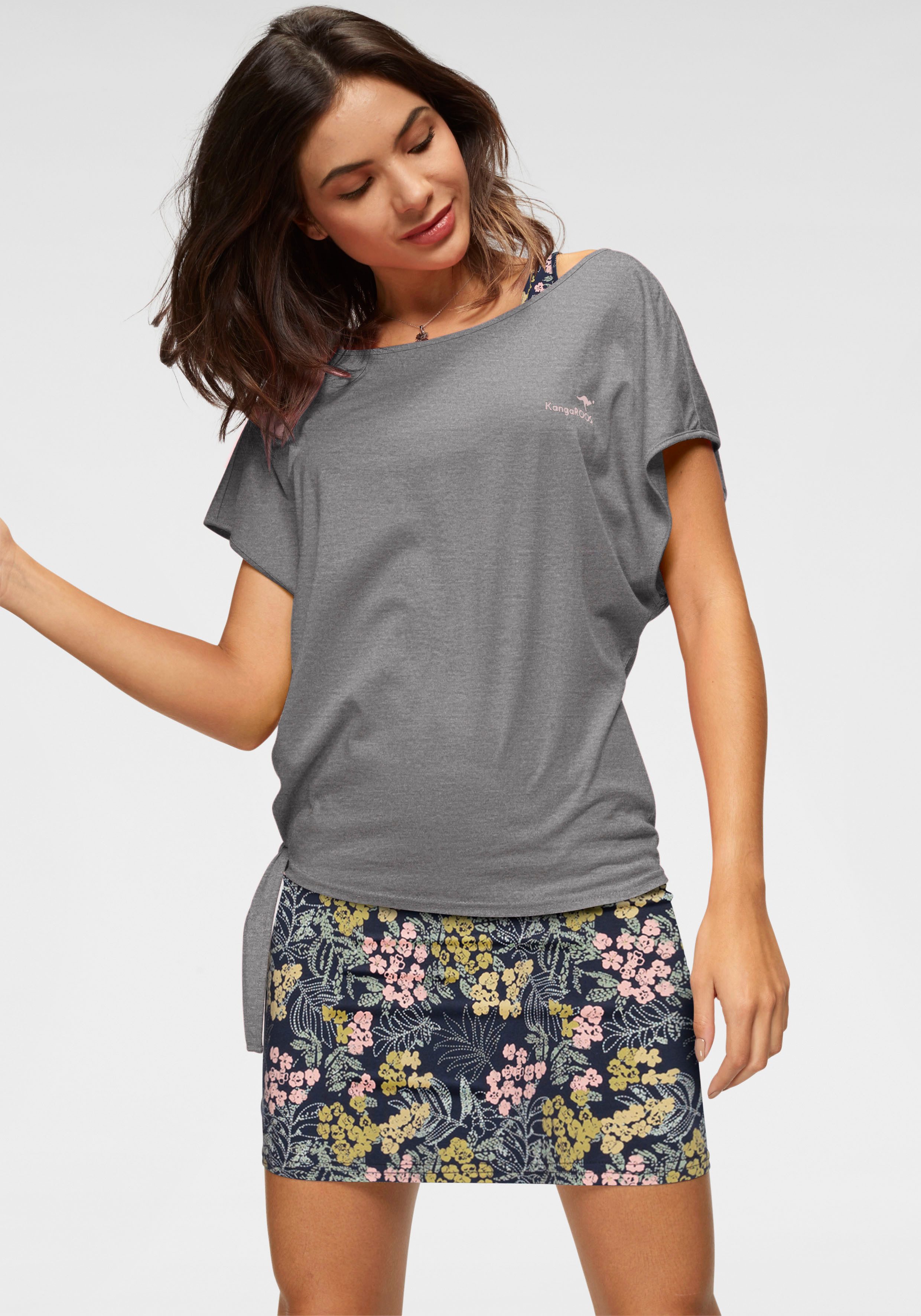KangaROOS Zomerjurk Set shirt jurk met bloemen (set 2-delig Met T-shirt)