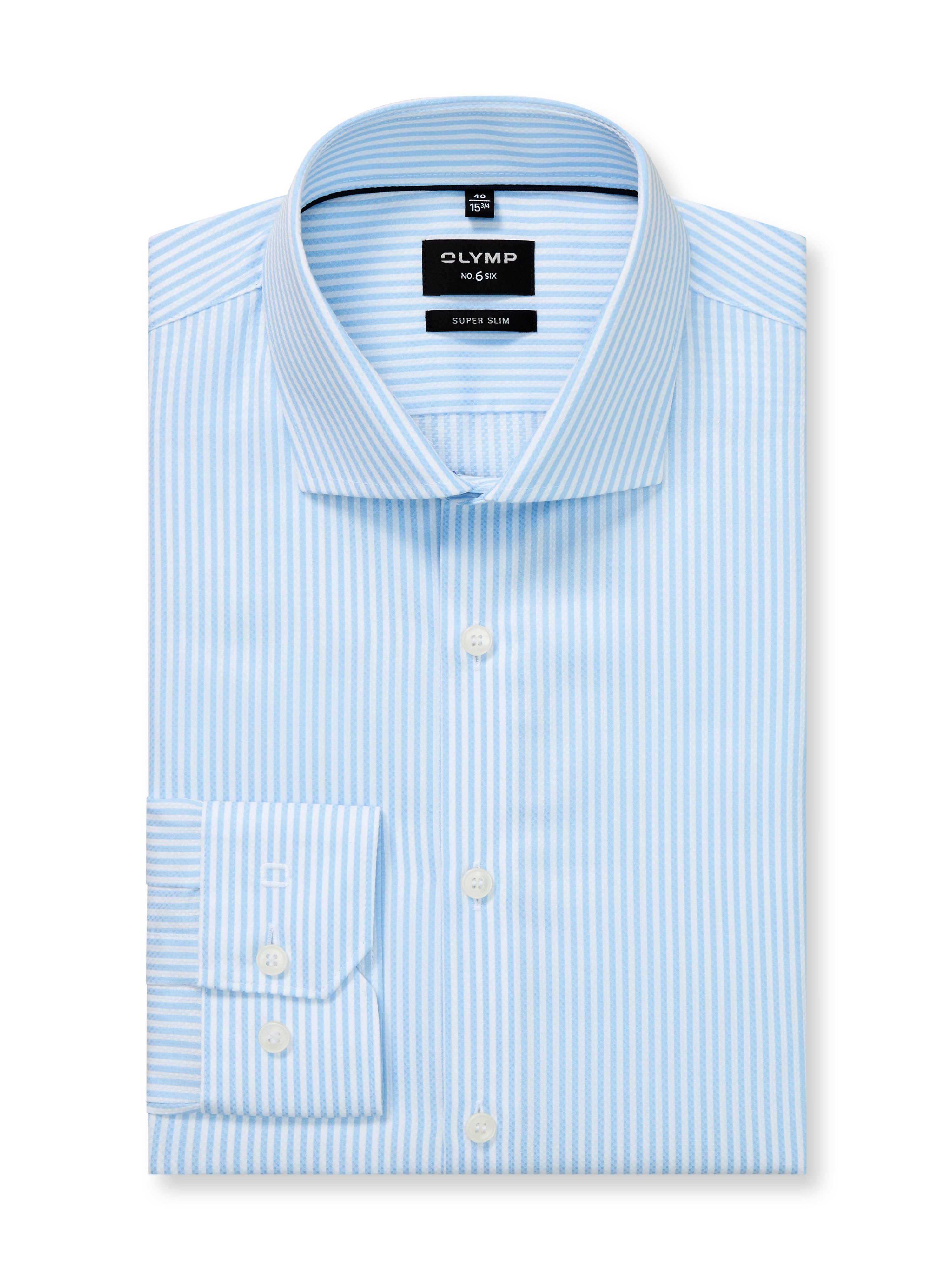OLYMP Overhemd met lange mouwen No 6 six gestreept, zakelijk overhemd, super slim fit, royal kentkraag