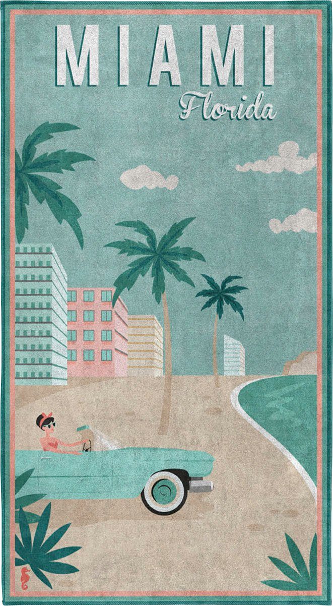 Seahorse Strandlaken Miami met miami beach print (1 stuk)