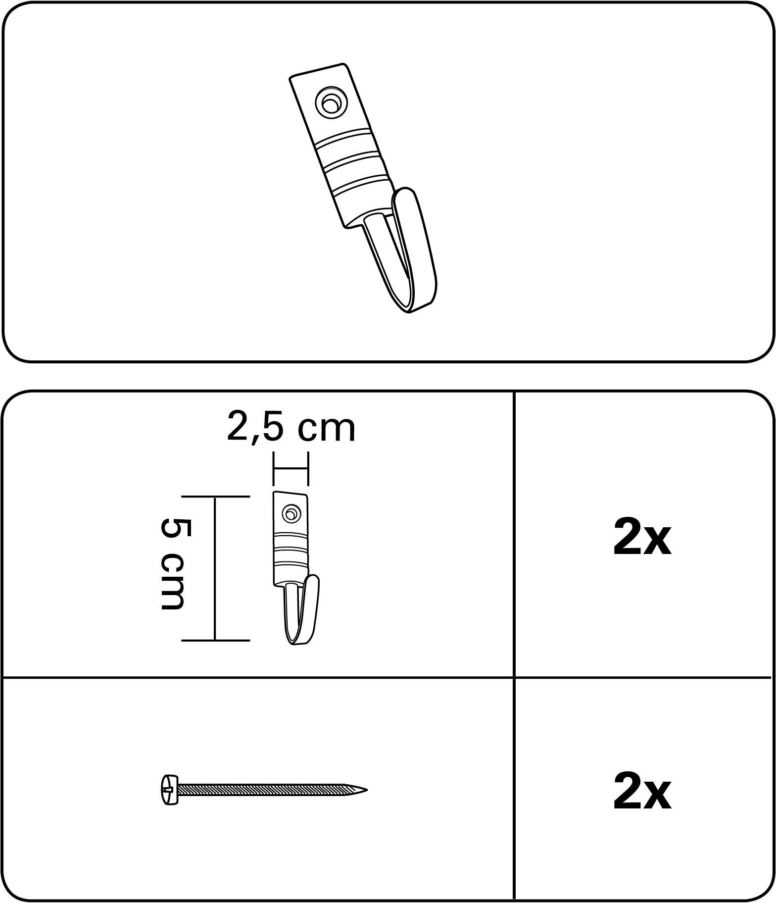 GARDINIA Plooihaken Geo voor het aanrimpelen en draperen (2 stuks)