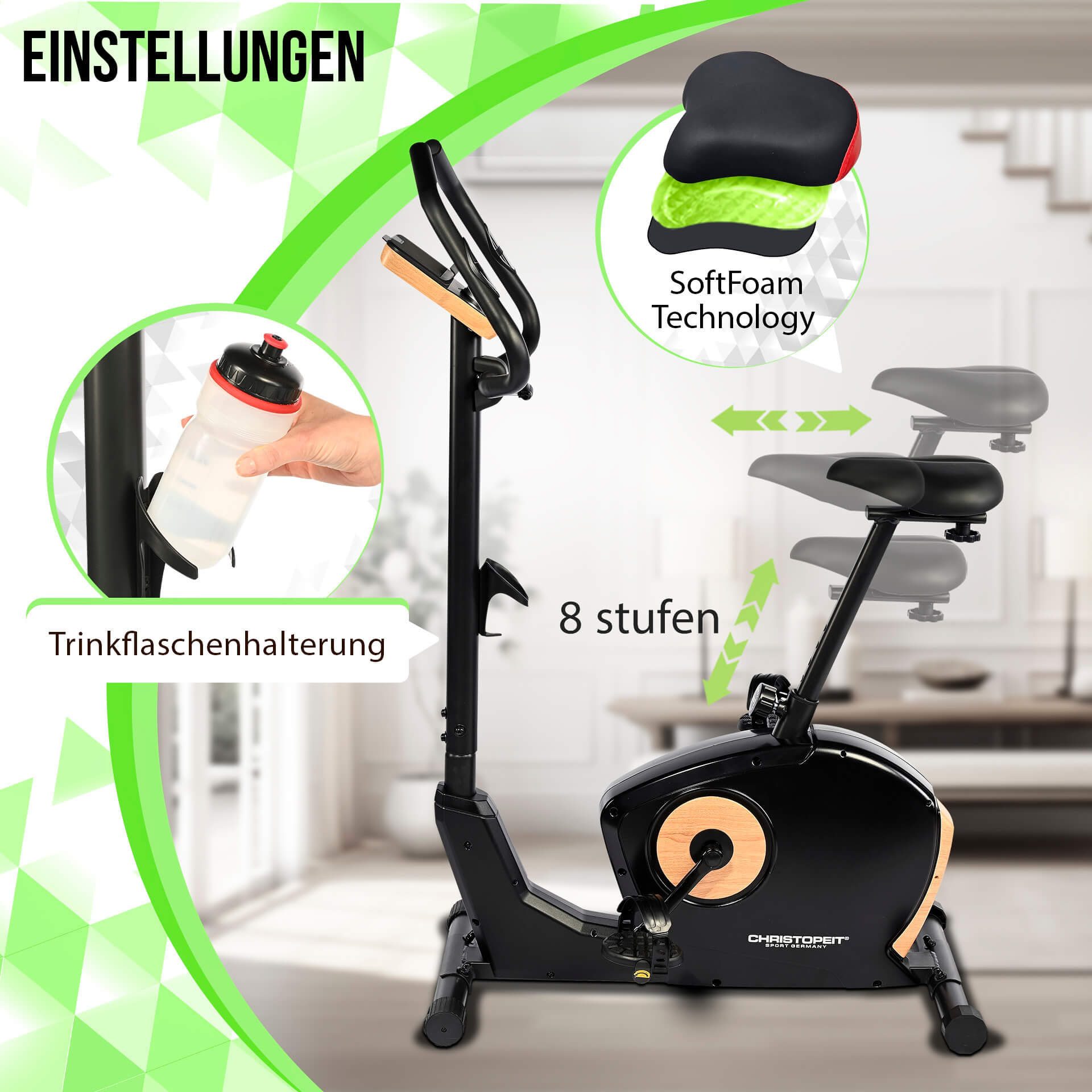 Christopeit Sport® Ergometer ET 3.1 Swinggewicht ca. 7 kg, 32 weerstandsniveaus