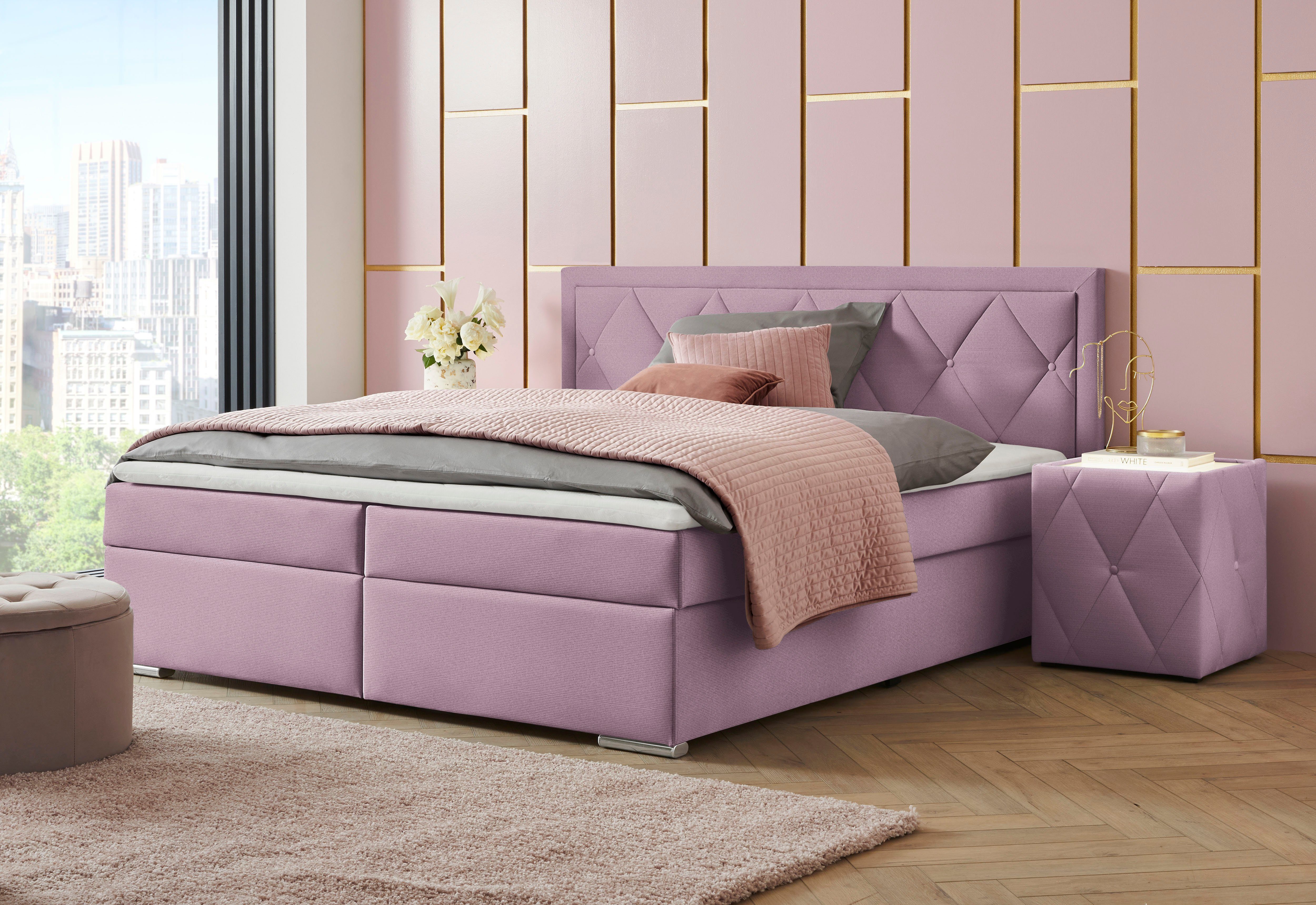 Leonique Boxspring Alfie, bestseller, optioneel met bedlade met capitonnage in het hoofdbord, h2, h3 en h4 ter keuze
