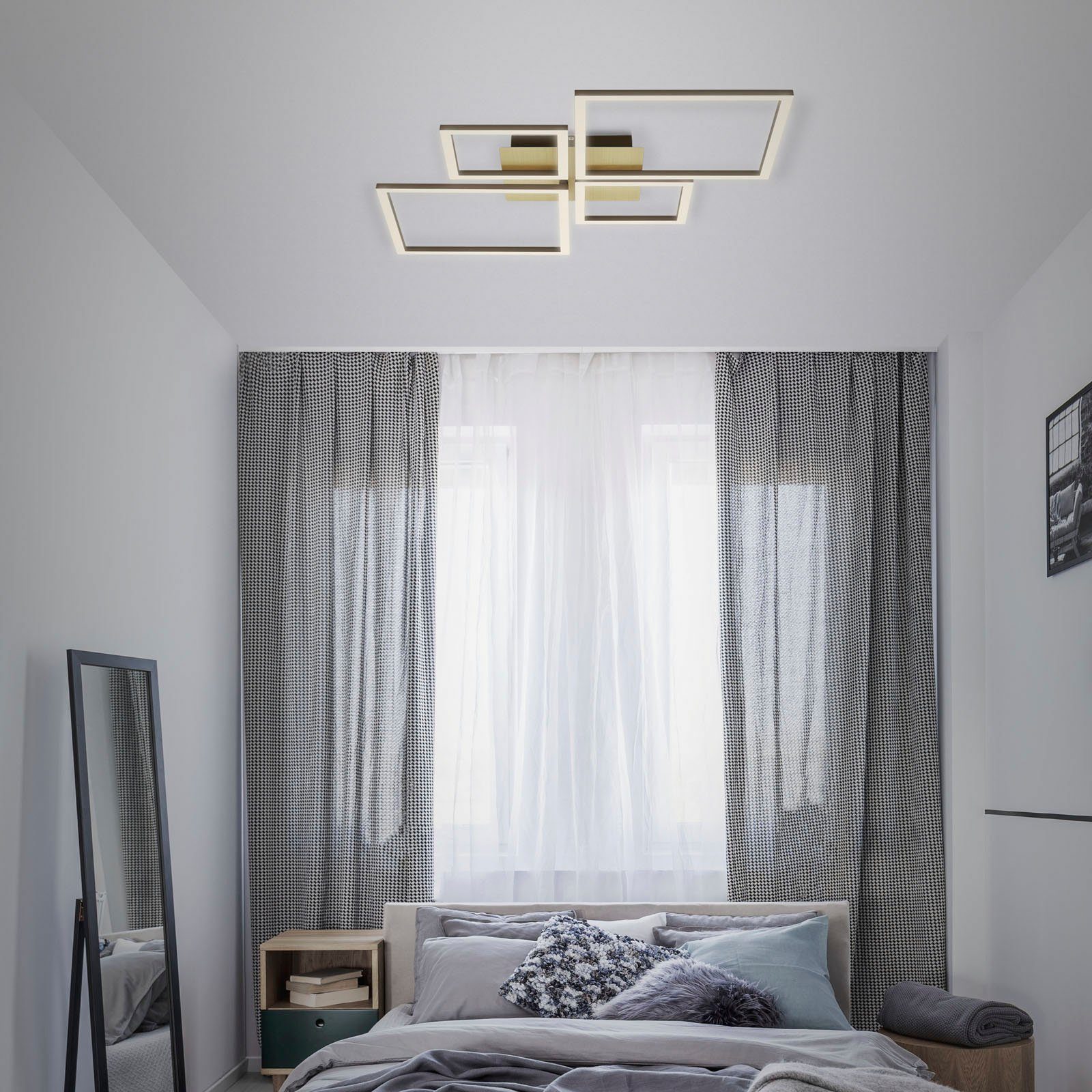 Briloner Leuchten Led-plafondlamp 3128017 FRAME Geheugenfunctie, dimbaar, draaibaar, 3000K warmwit, goudkleur-bruin