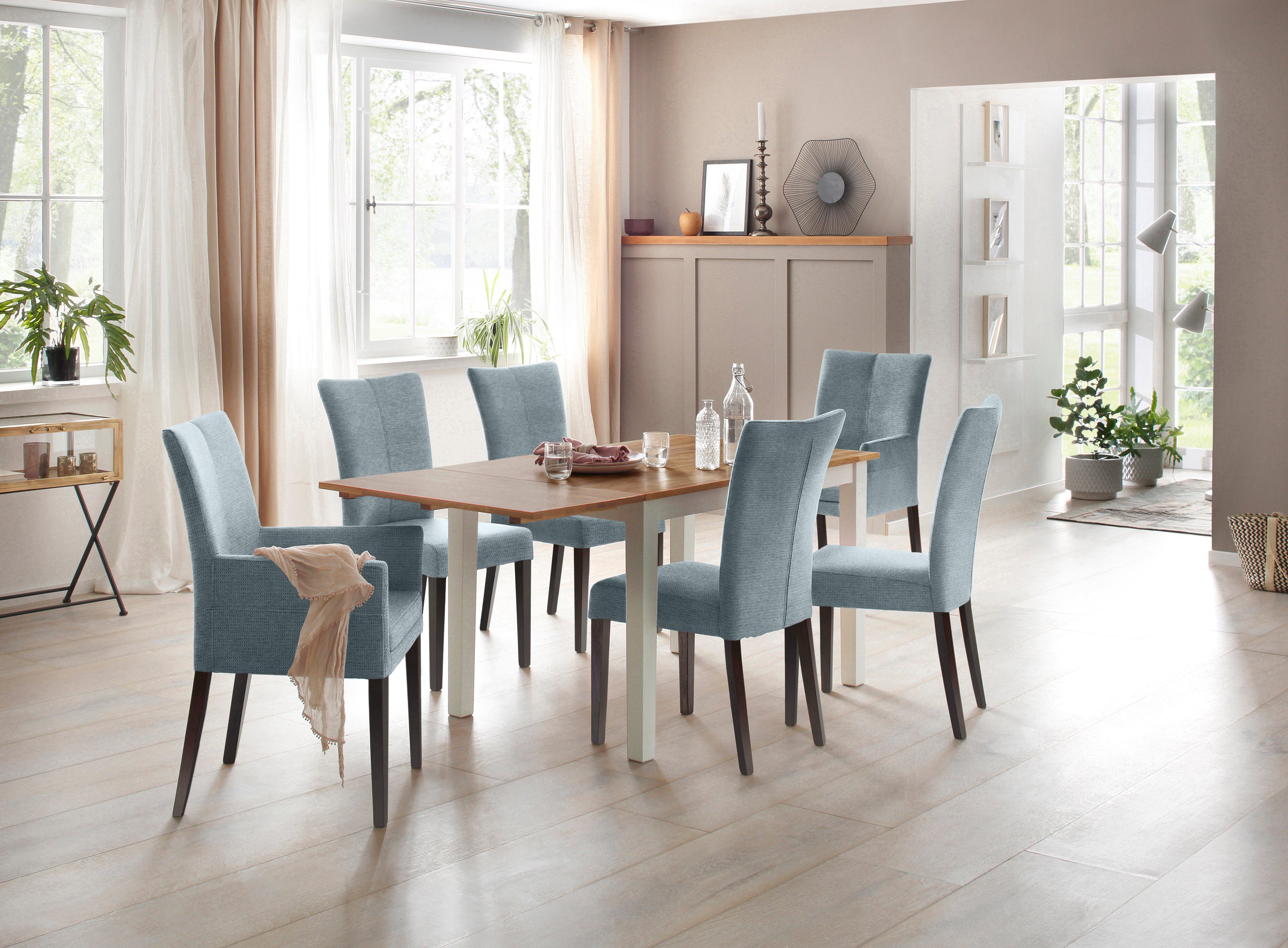 Home affaire Stoel met 4 poten Aspen Poten van massief beuken, wengékleurig gelakt (set, 2 stuks)