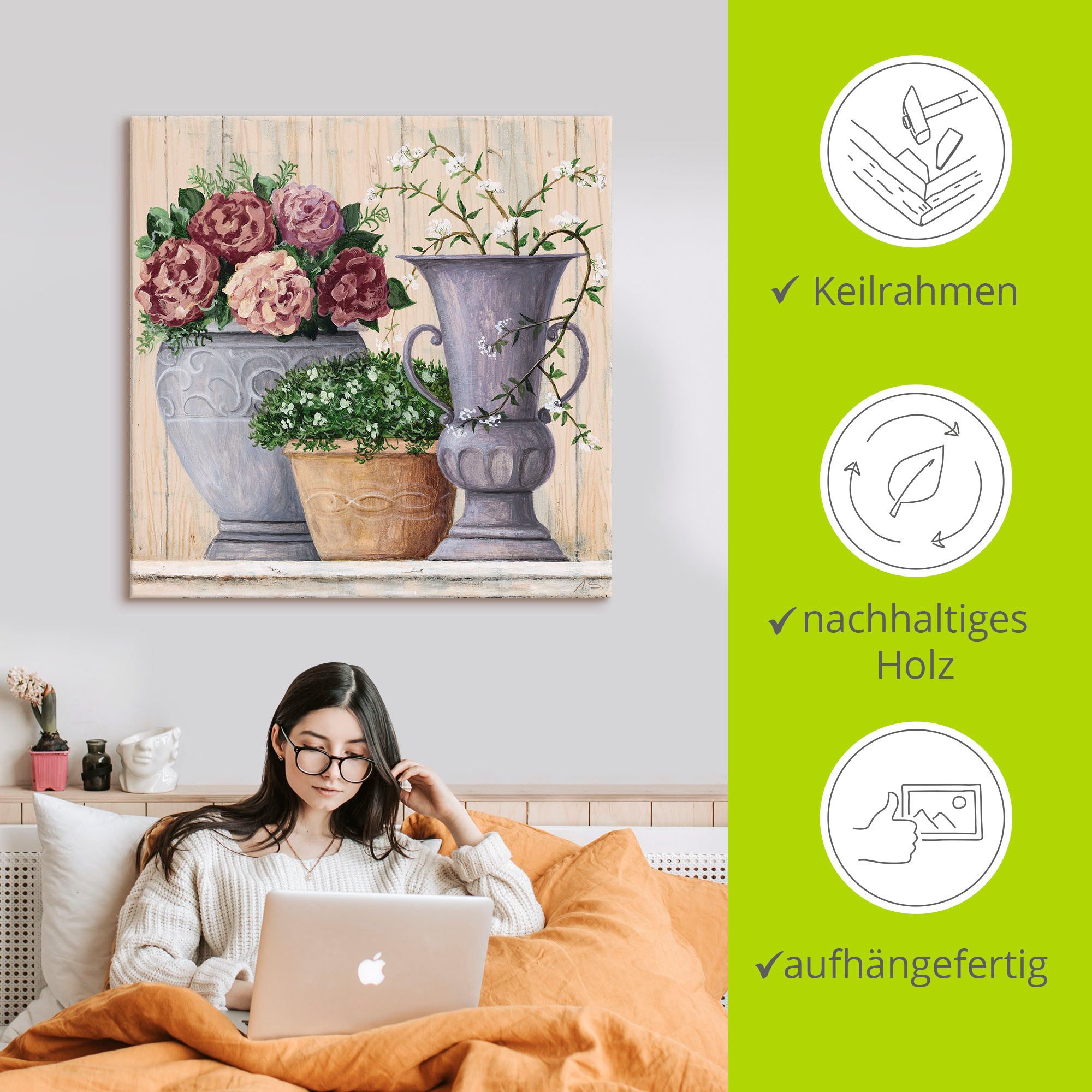 Artland Artprint Antieke bloemen_licht als artprint van aluminium, artprint voor buiten, artprint op linnen, poster, muursticker