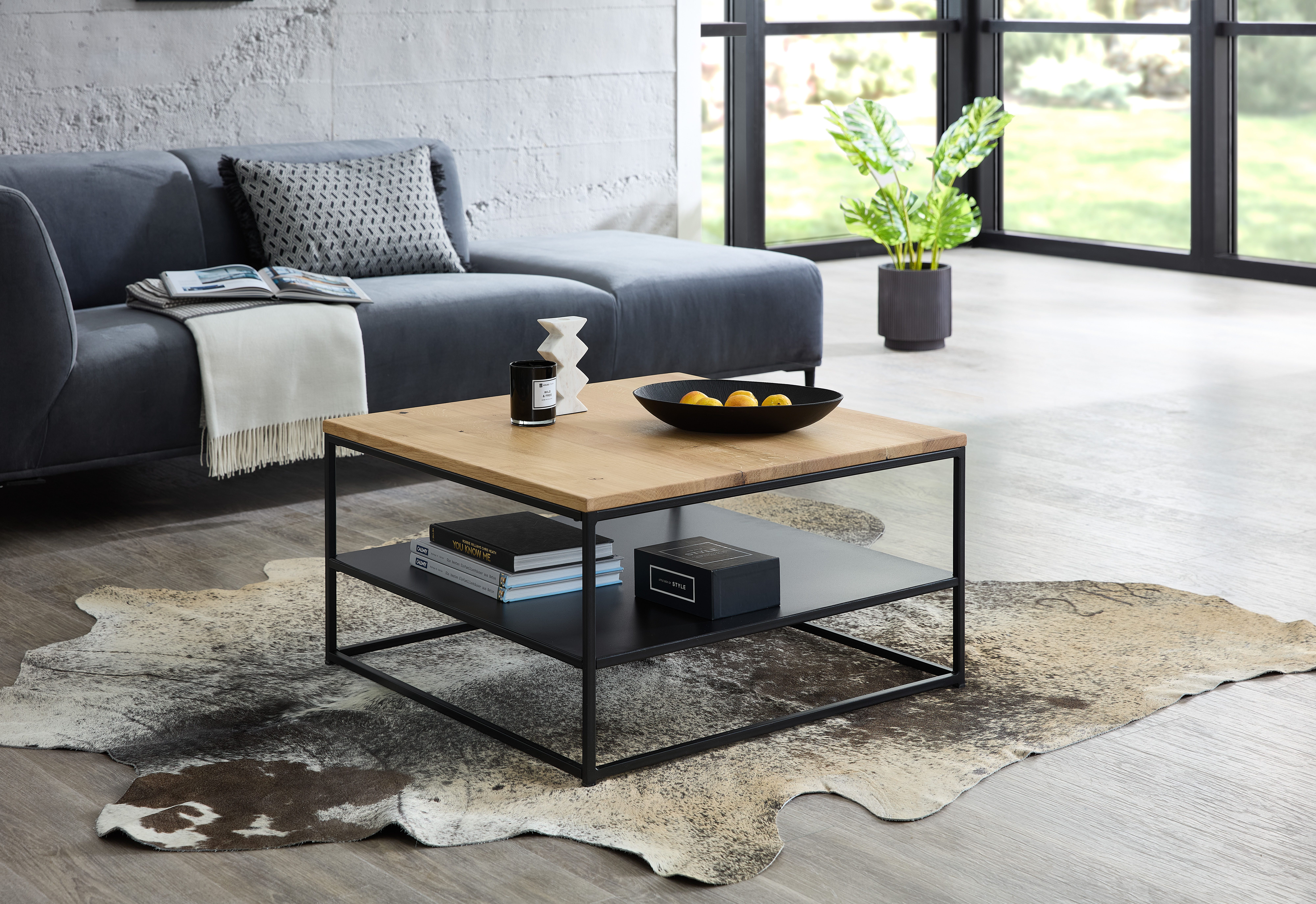 Stolkom Salontafel Tilda salontafel massief hout in industriële stijl BxHxD 75x40x75 cm