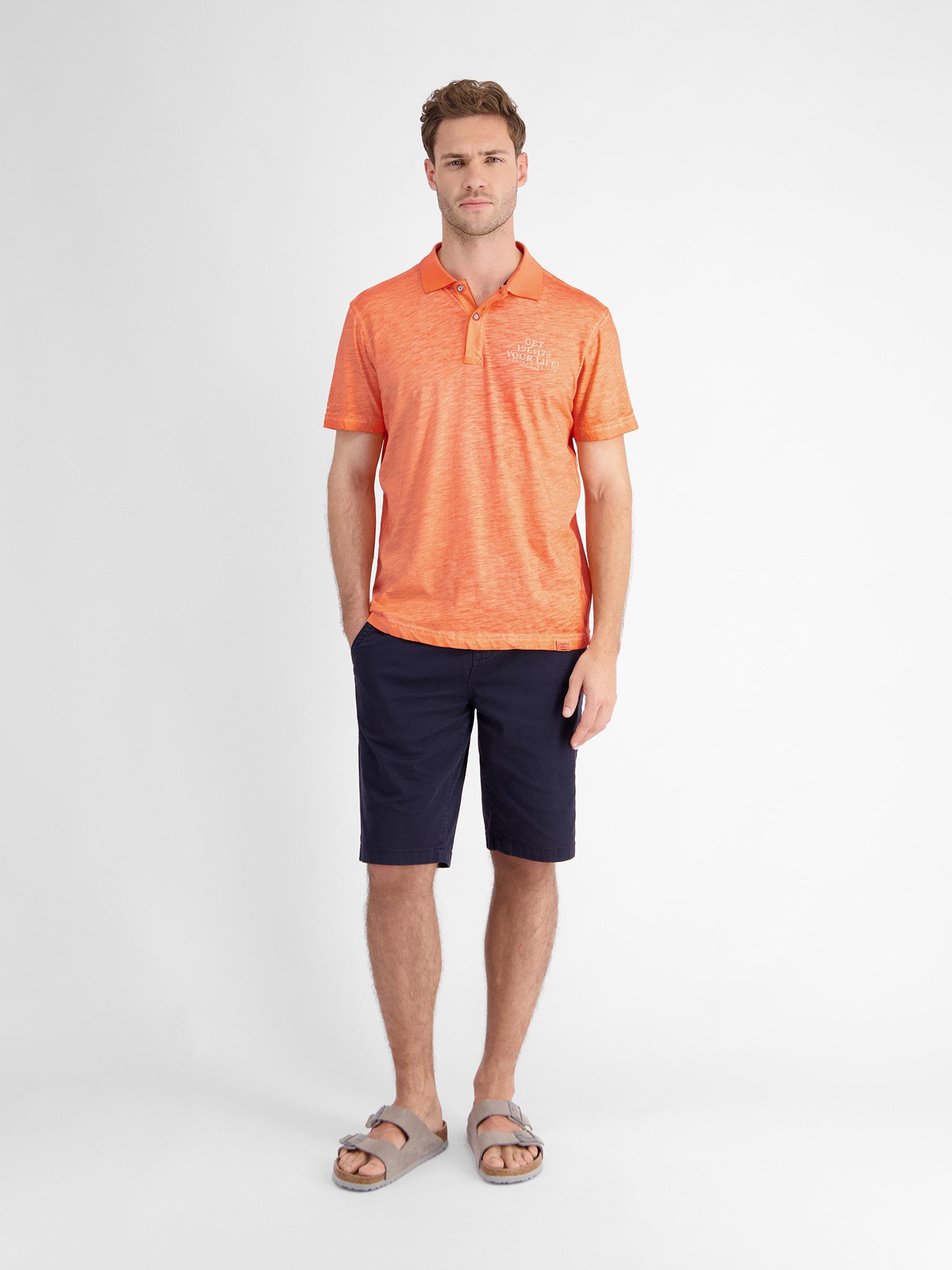 Lerros Poloshirt LERROS poloshirt met casual borstprint