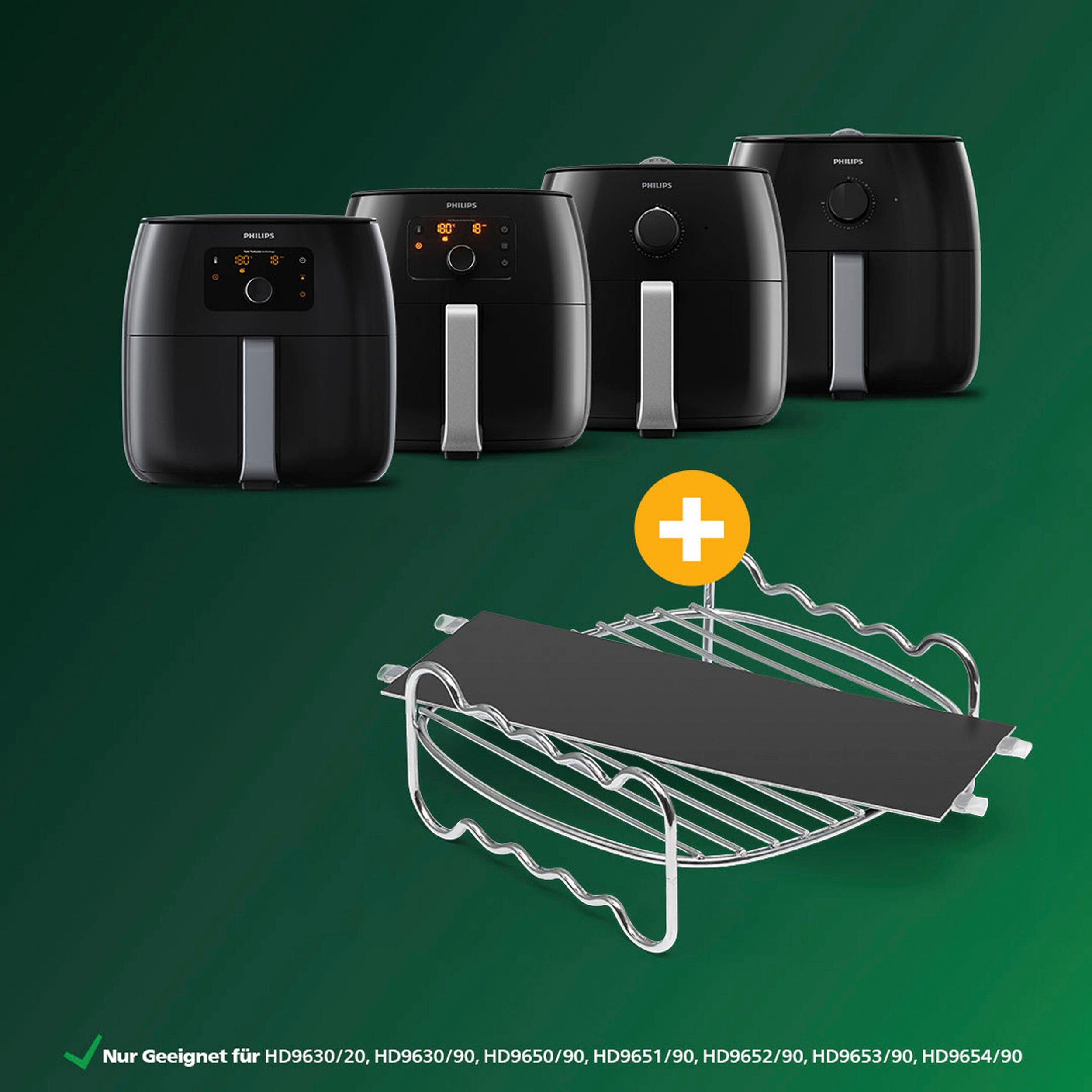 Philips Grillpan-inzet HD9950/00 party kit voor Party Kit, set grillrooster + mandverdeler, voor Airfryer XXL HD96XX, HD97XX