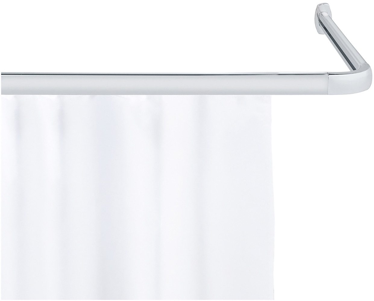 WENKO Hoekstang Model Era Hoekrail van aluminium voor douchegordijnen, inclusief 16 speciale glijders, 81 cm x 2 cm