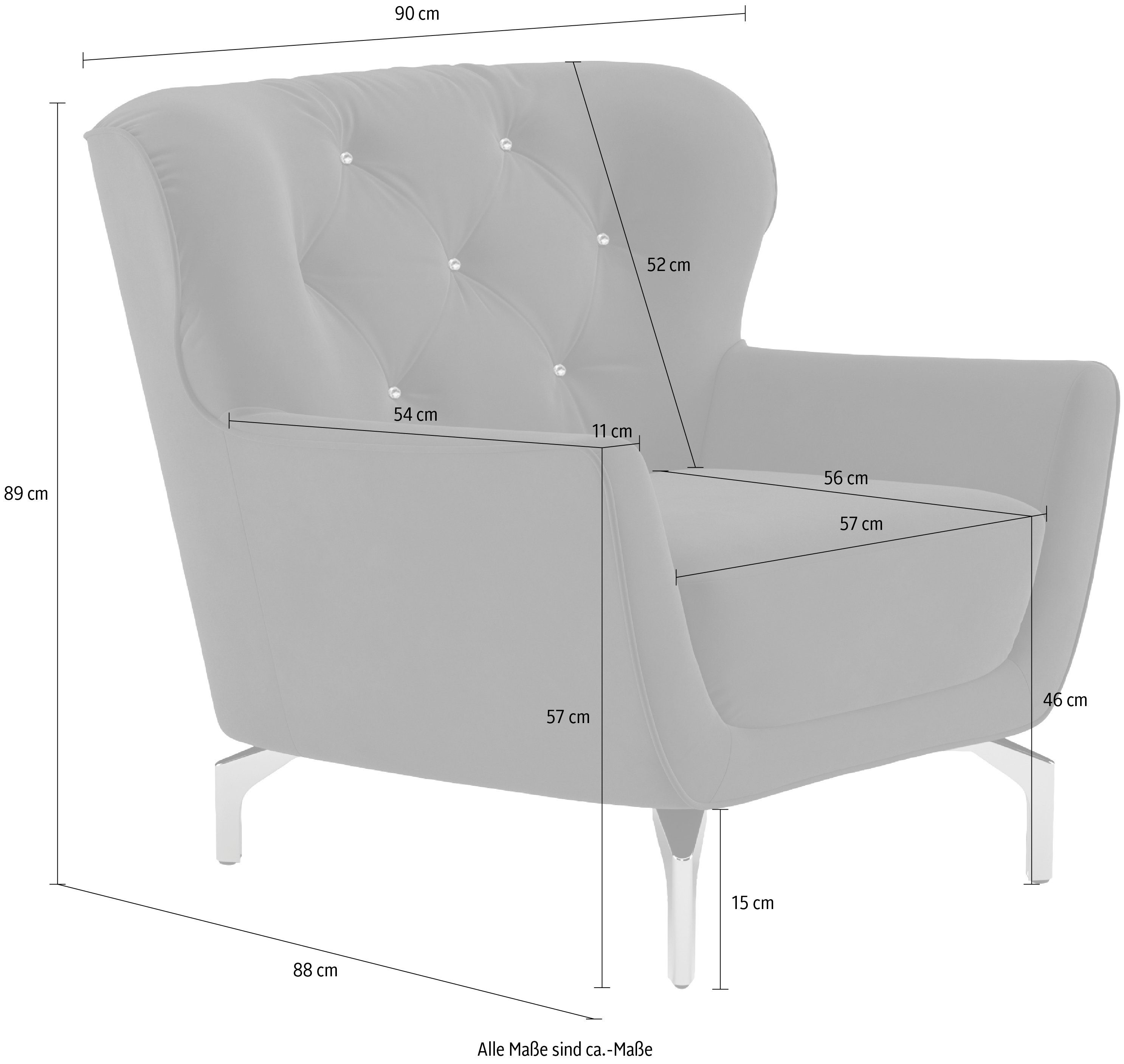sit&more Fauteuil Orient 3 inclusief 1 sierkussen met strassteentjes, goudkleurige metalen poten