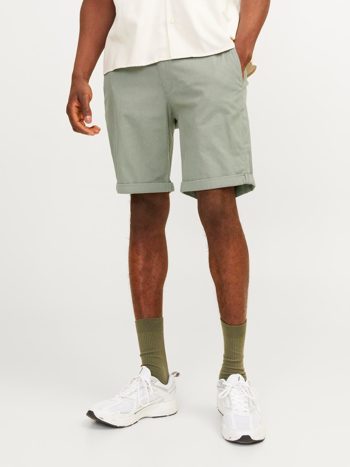 JACK & JONES PANTS STUDIO gemêleerde regular fit short JPSTFURY