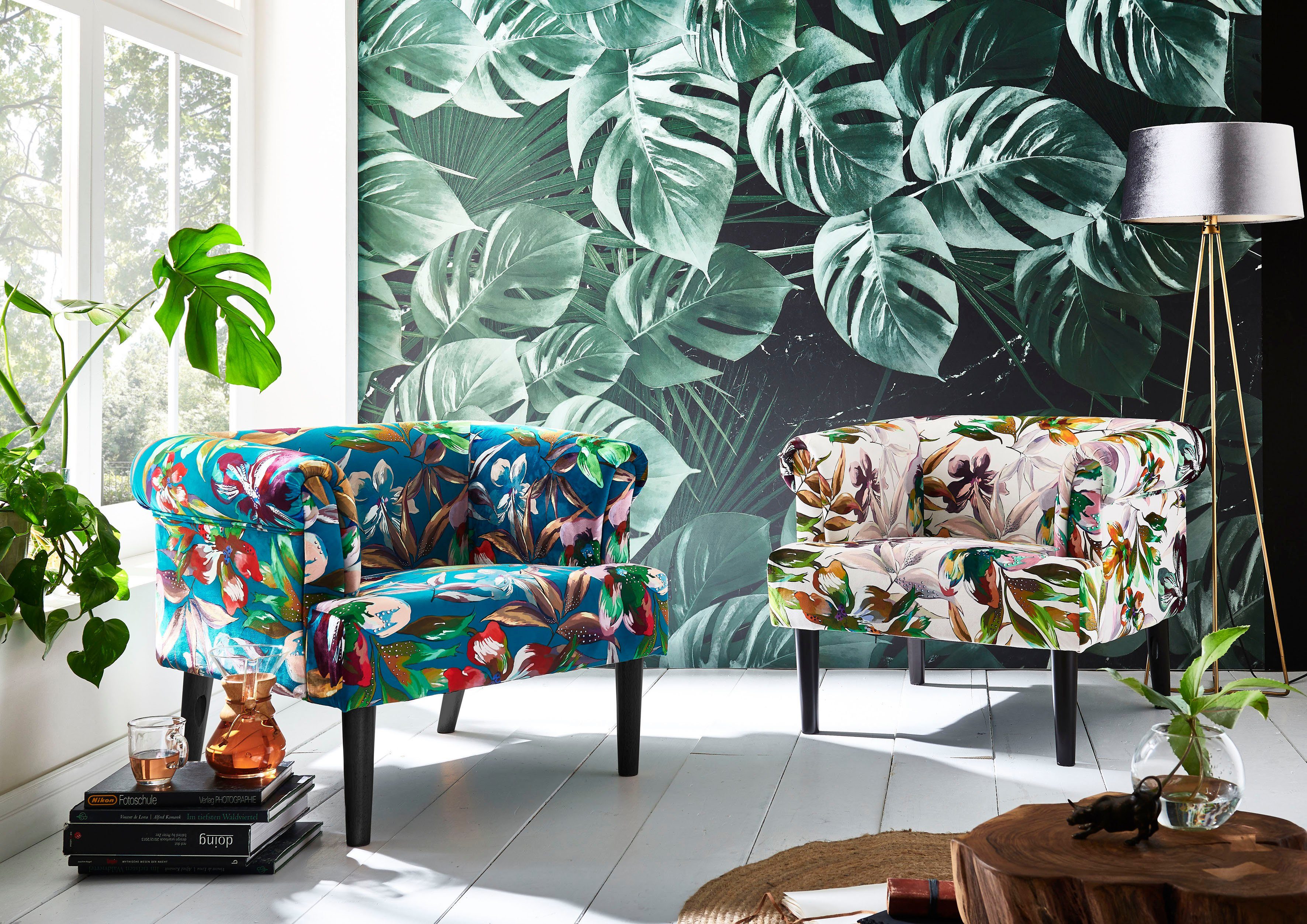 ATLANTIC home collection Fauteuil Charlie Loungestoel met golfvoet