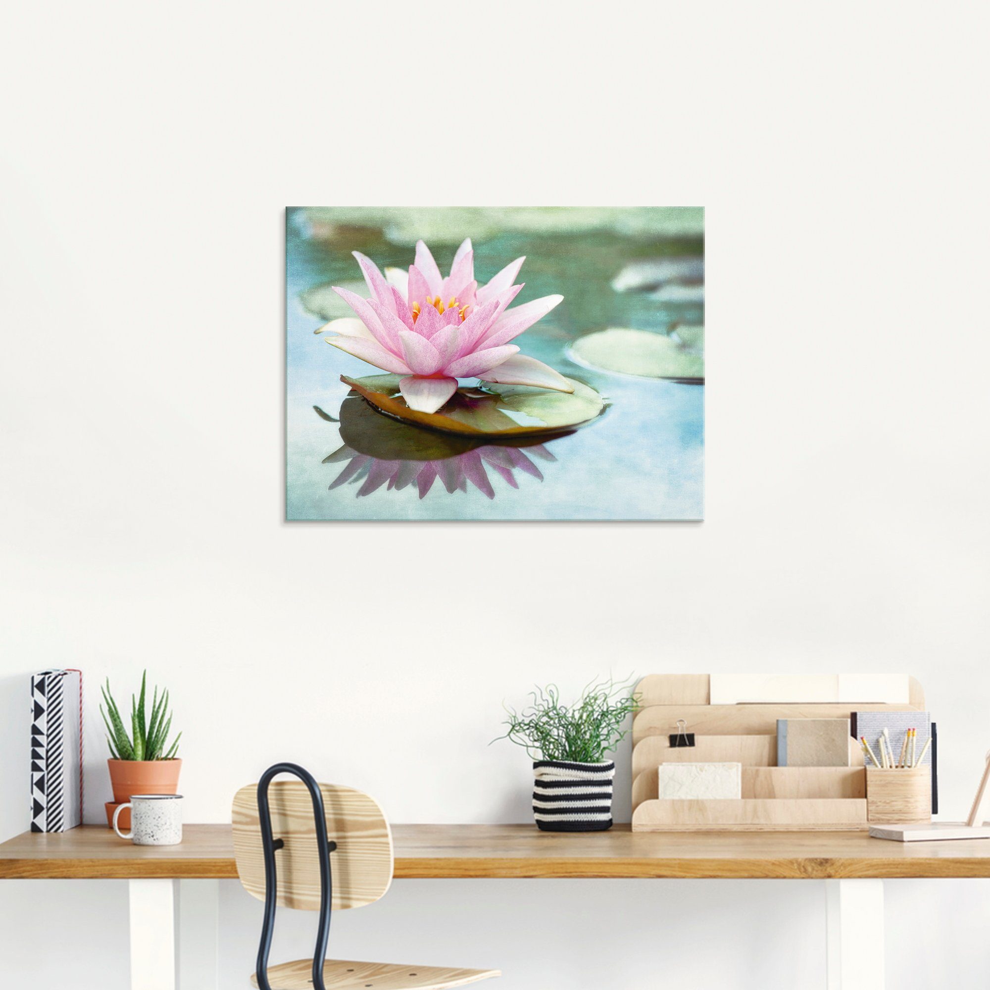 Artland Print op glas Roze waterlelie in verschillende maten