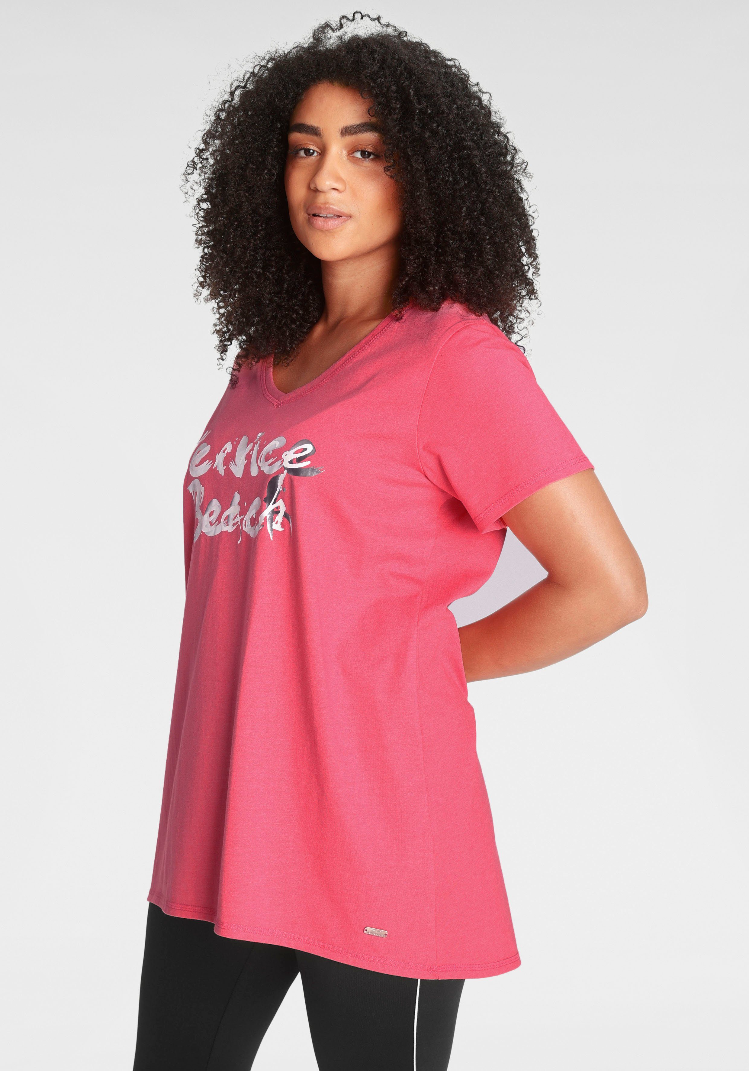 Venice Beach Lang shirt Lange mouwen, losse pasvorm, met logoprint, hartvormige hals