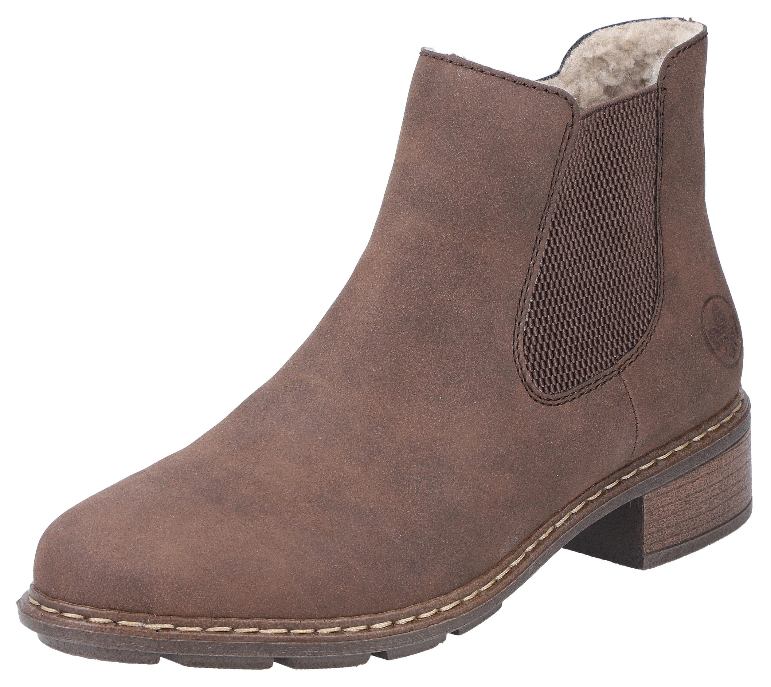Rieker Winterlaarsjes chelseaboots, winterlaarzen met praktische binnenrits dames winterlaarsjes maat 40 bruin