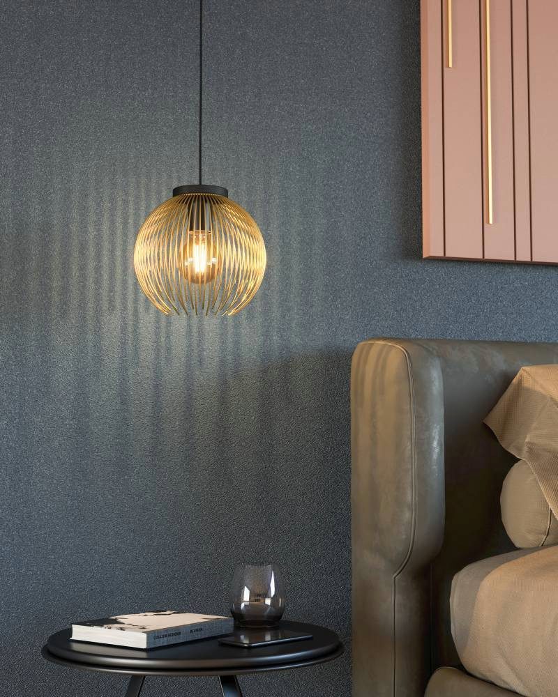 EGLO Hanglamp VENEZUELA hanglamp, eettafellamp, metaal, zwart, goud, E27 (1 stuk)