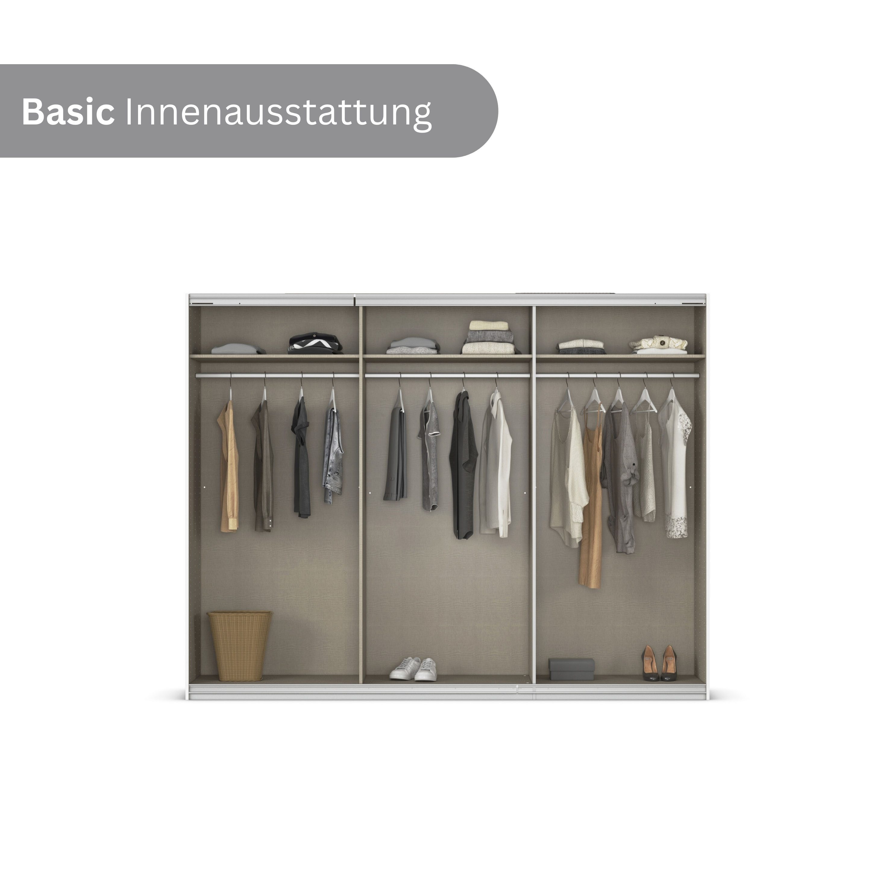 Schuifdeurkast Ferris, kast breedte 2,71m Kast met spiegel in 3 uitvoeringen BASIC/CLASSIC/PREMIUM