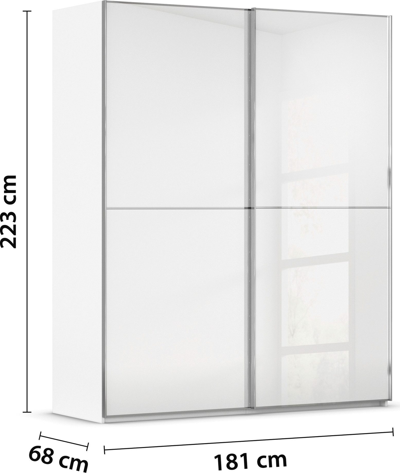 rauch Schuifdeurkast Kledingkast Kast Garderobe Slaapkamerkast SCALE-DUO edel tweedelige deuren glas-front met 3 sierlijsten made in germany