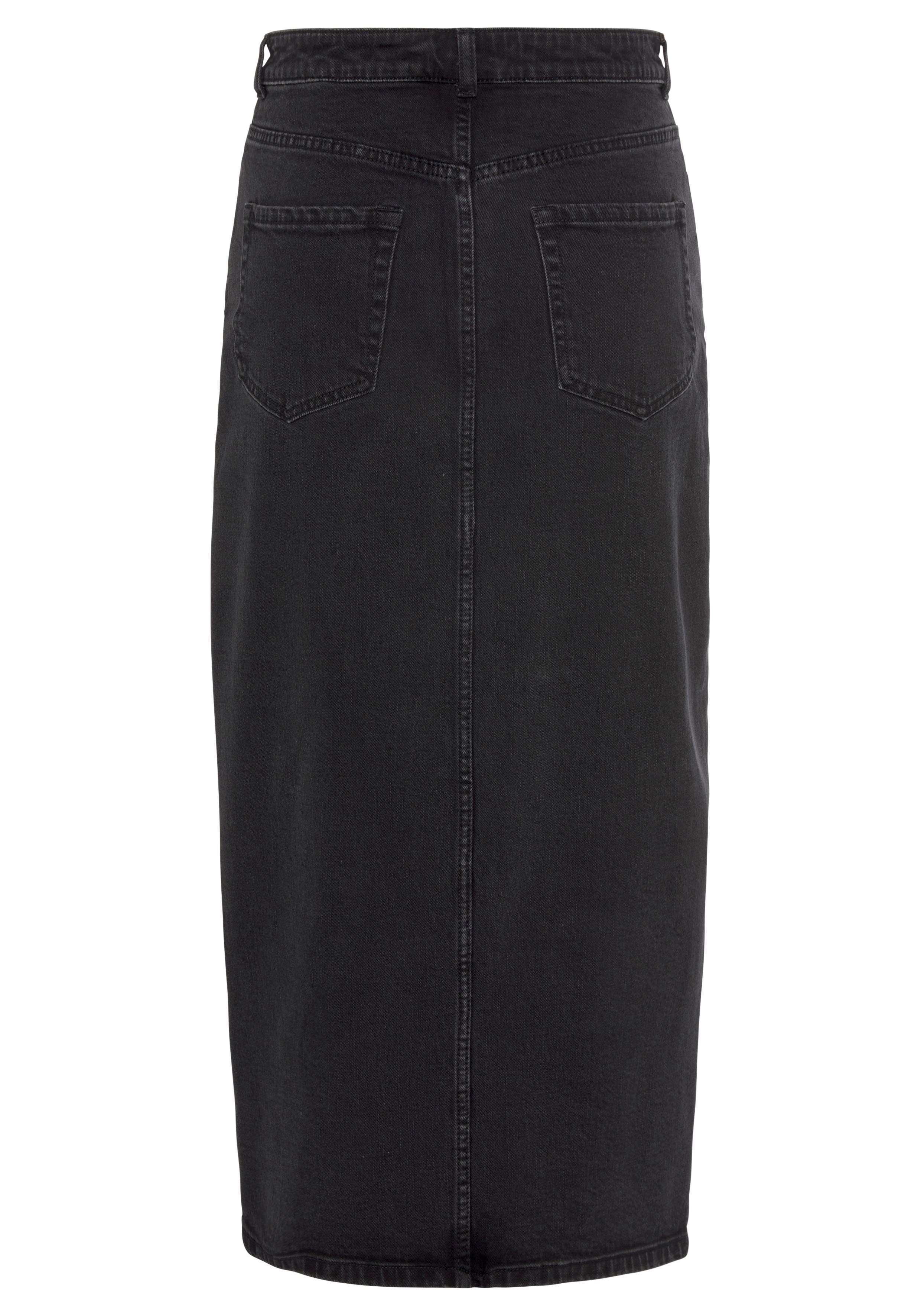 Buffalo Jeans rok in modieuze midi-lengte, elastische denimrok met split, zomerrok