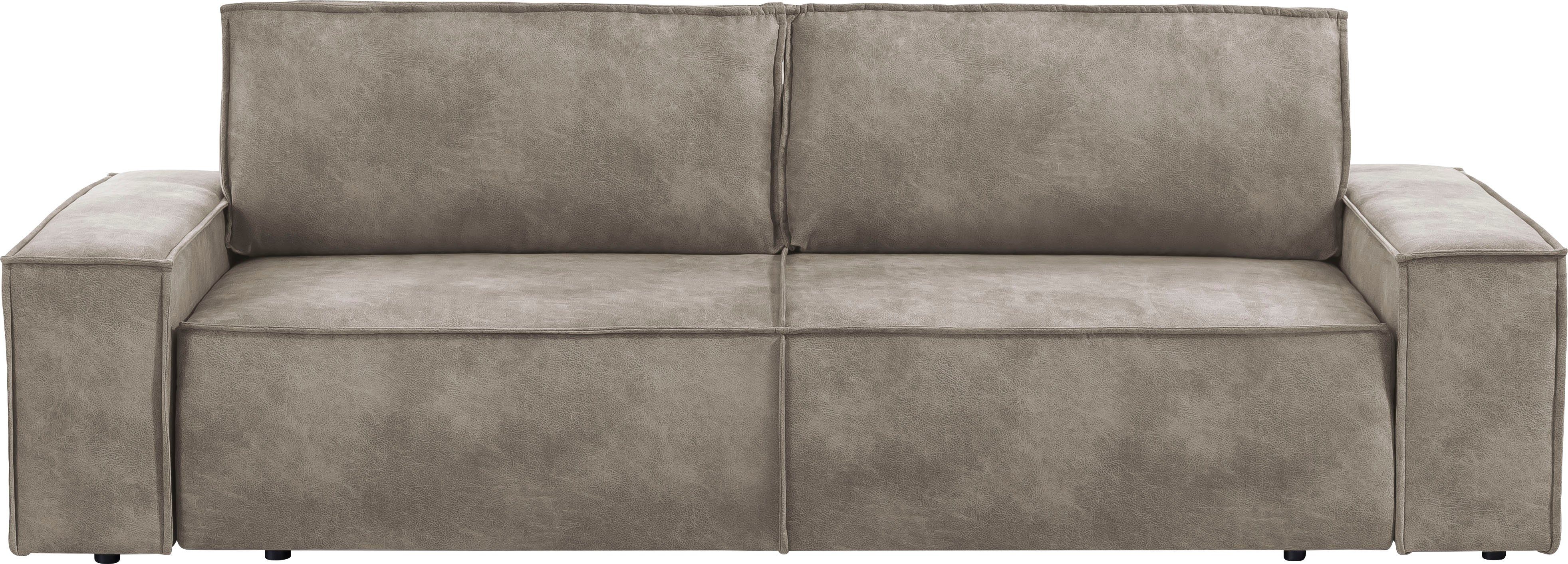 Home affaire 3-zitsbank SHERWOOD slaapbank (257 cm) ribfluweel, velours, vintage lederlook