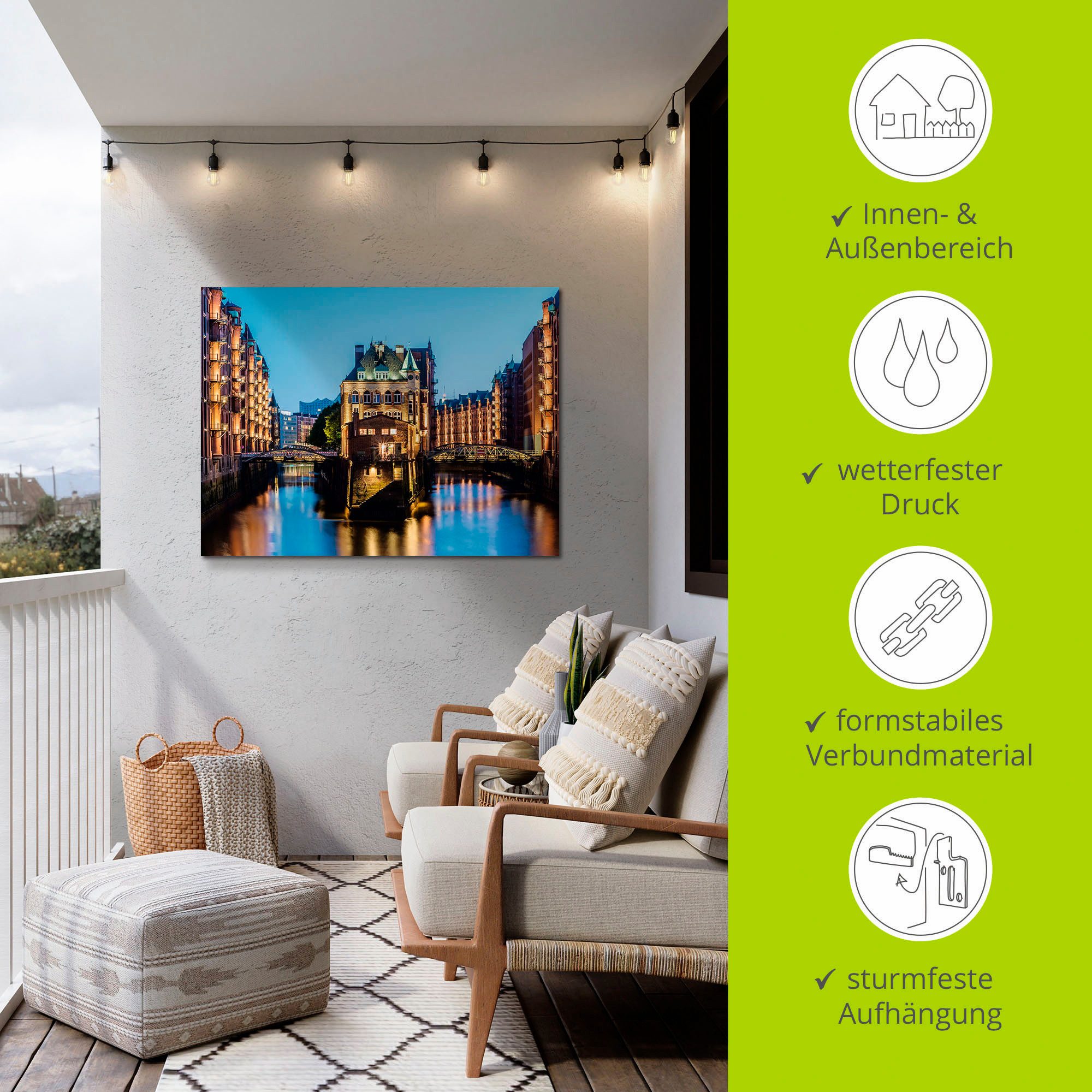 Artland Artprint Hamburg Waterkasteel in Speicherstadt 2 als artprint van aluminium, artprint voor buiten, poster in diverse formaten