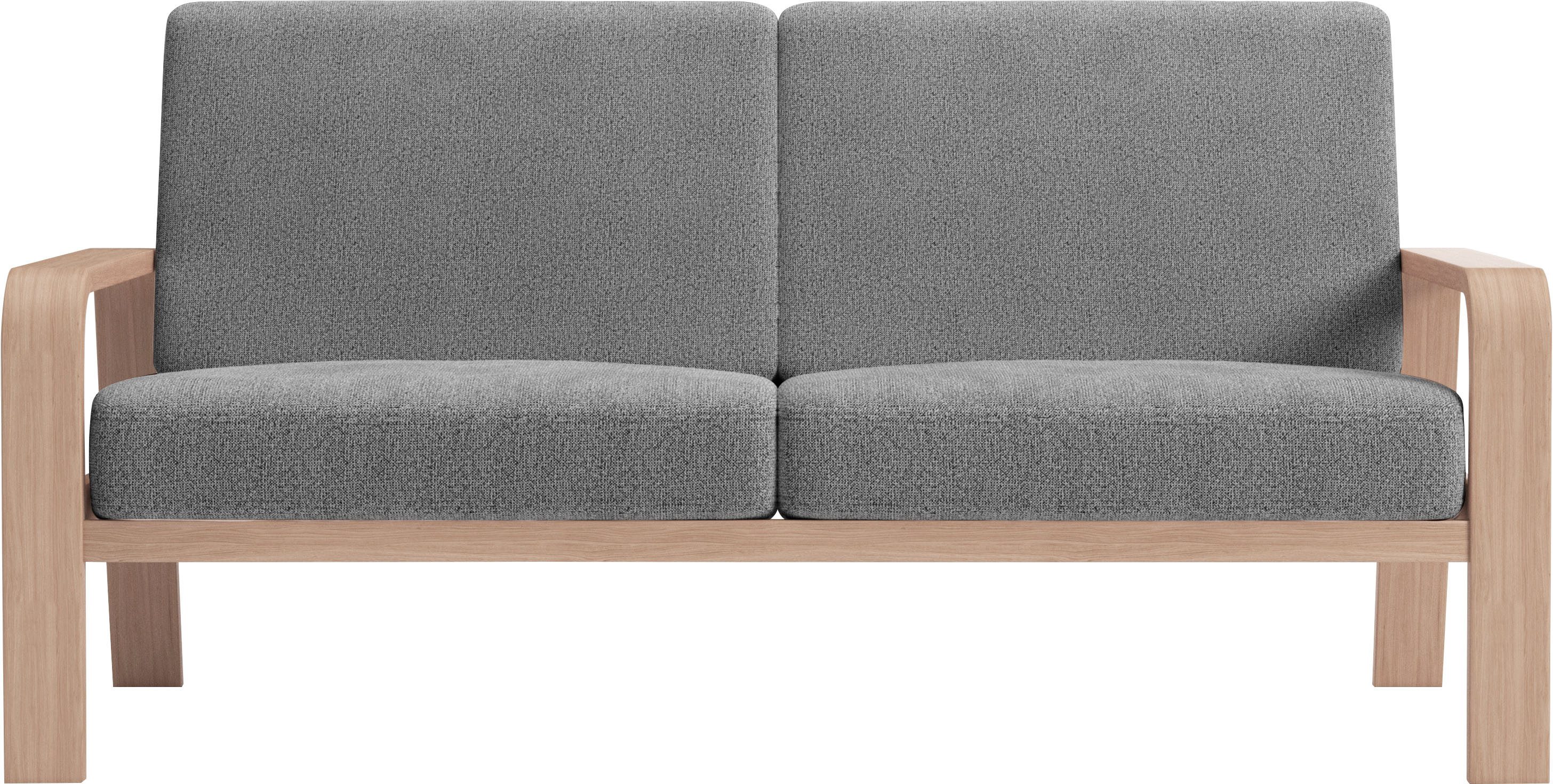 sit&more 2,5-zitsbank Kolding Armleuningen van natuurlijk beukenhout, verschillende bekledingen en kleuren grijs, 2-zitsbanken, 170 cm