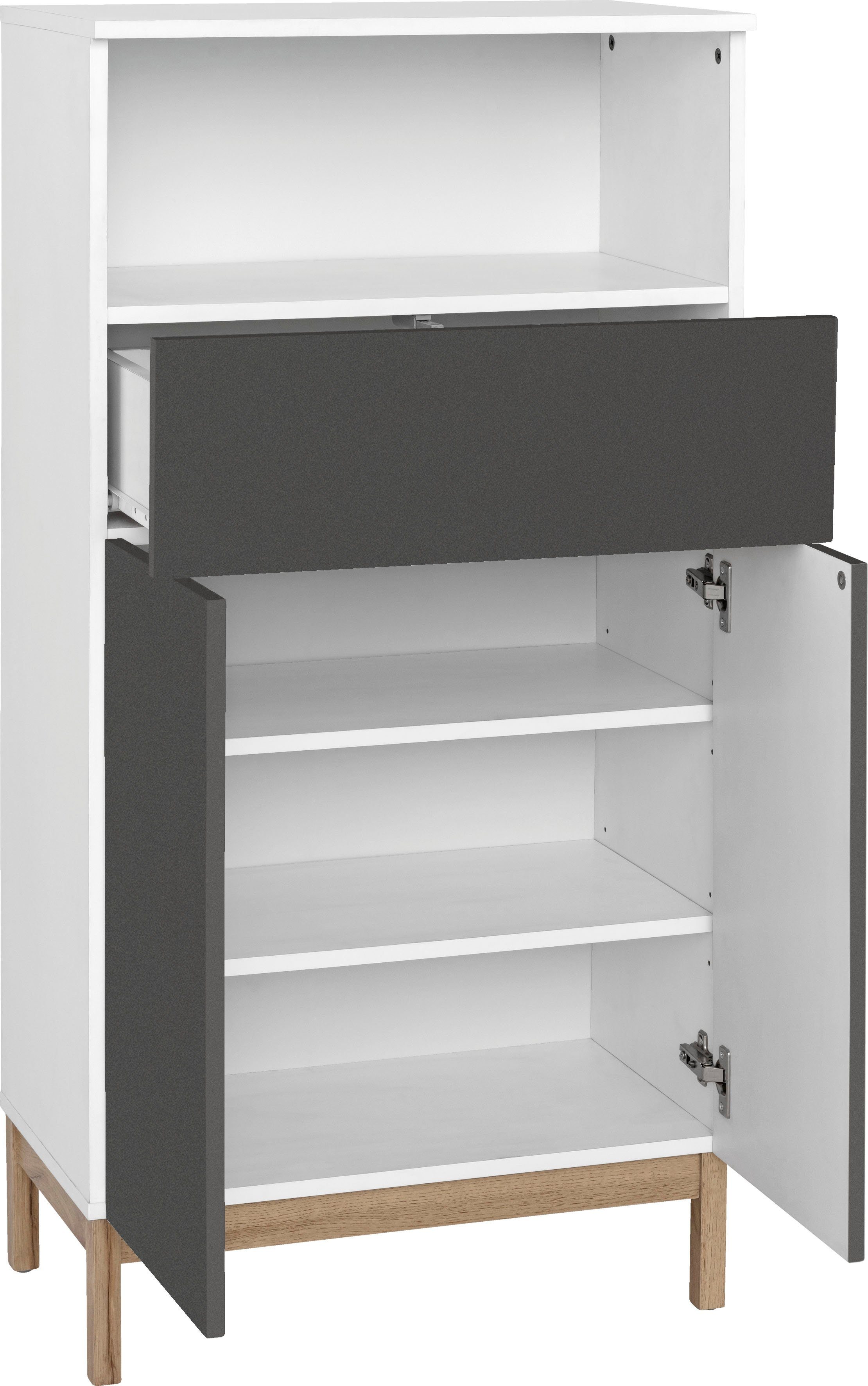 welltime Halfhoge kast Stian met 2 planken achter de deurenset, breedte 60 cm, hoogte 120,5 cm