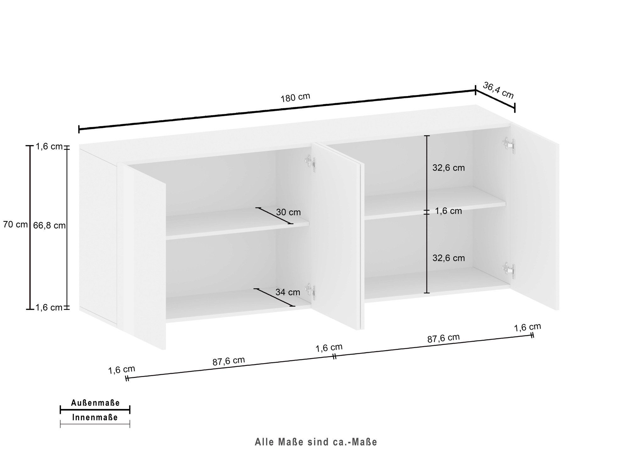 INOSIGN Dressoir Egypt, Ladekast, Kast, Buffet, greeploos