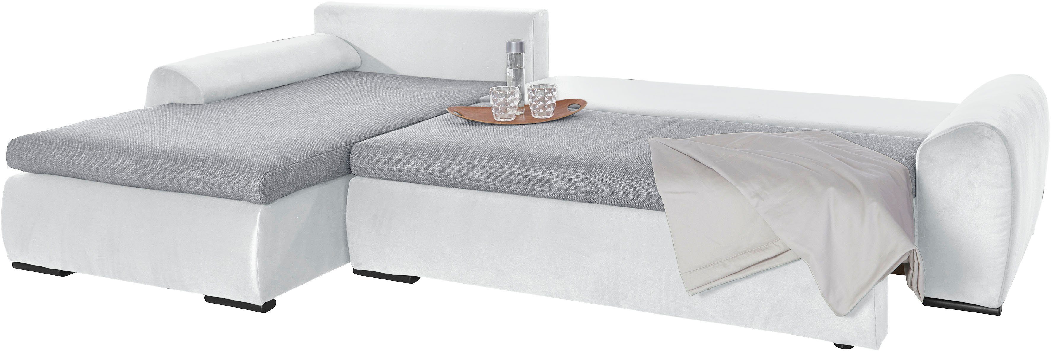 Home affaire Hoekbank Win, L-vorm, breedte 285cm optioneel met slaapfunctie en bedkast, taupe, corduroy
