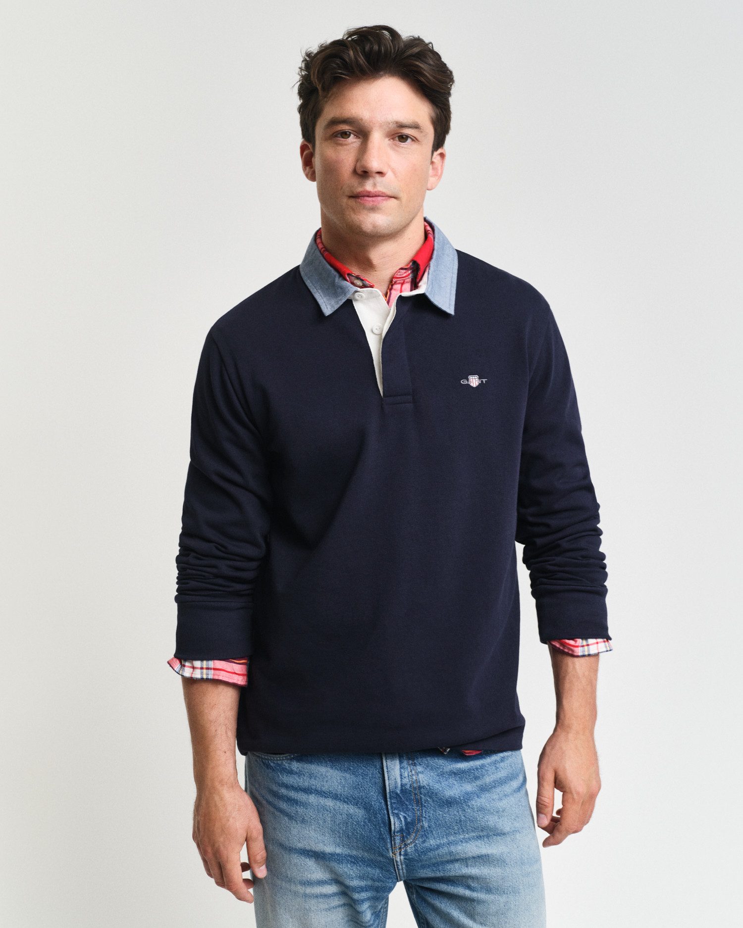 Gant Poloshirt met lange mouwen REG CHAMBRAY HEAVY RUGGER