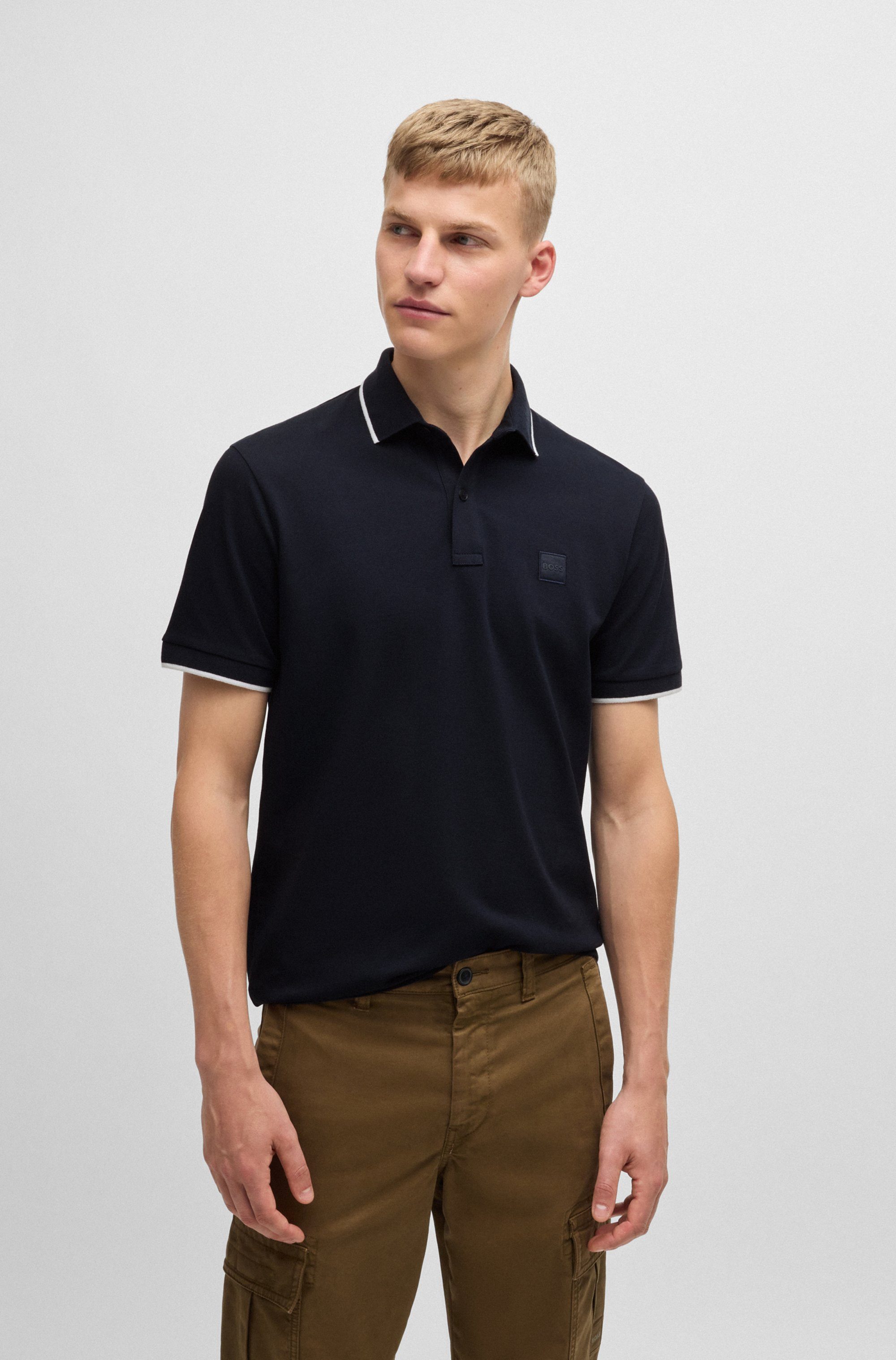 Boss Orange Poloshirt Passertip met boss badge
