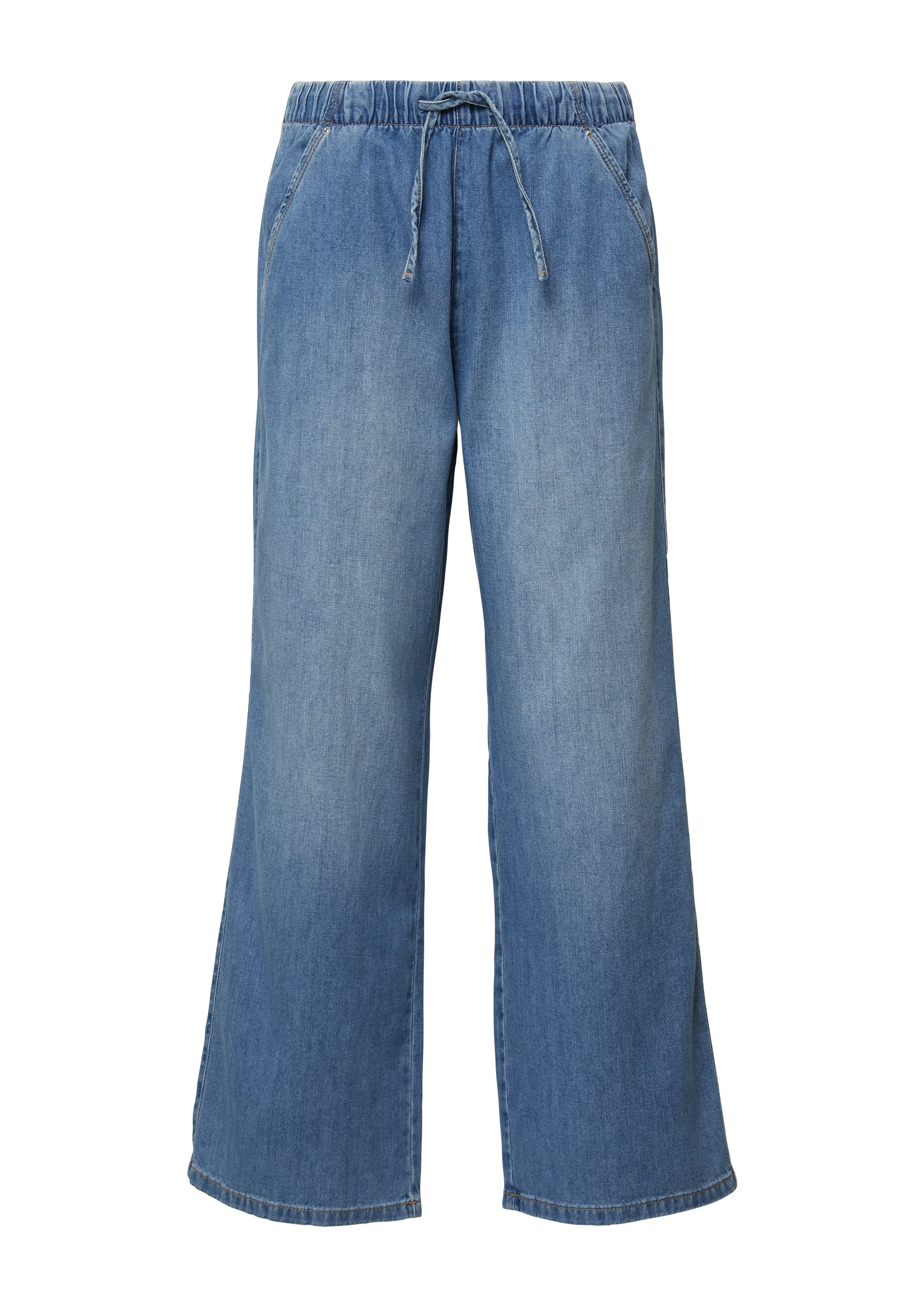 Q/S designed by Wijde jeans met elastische band en rijgkoord