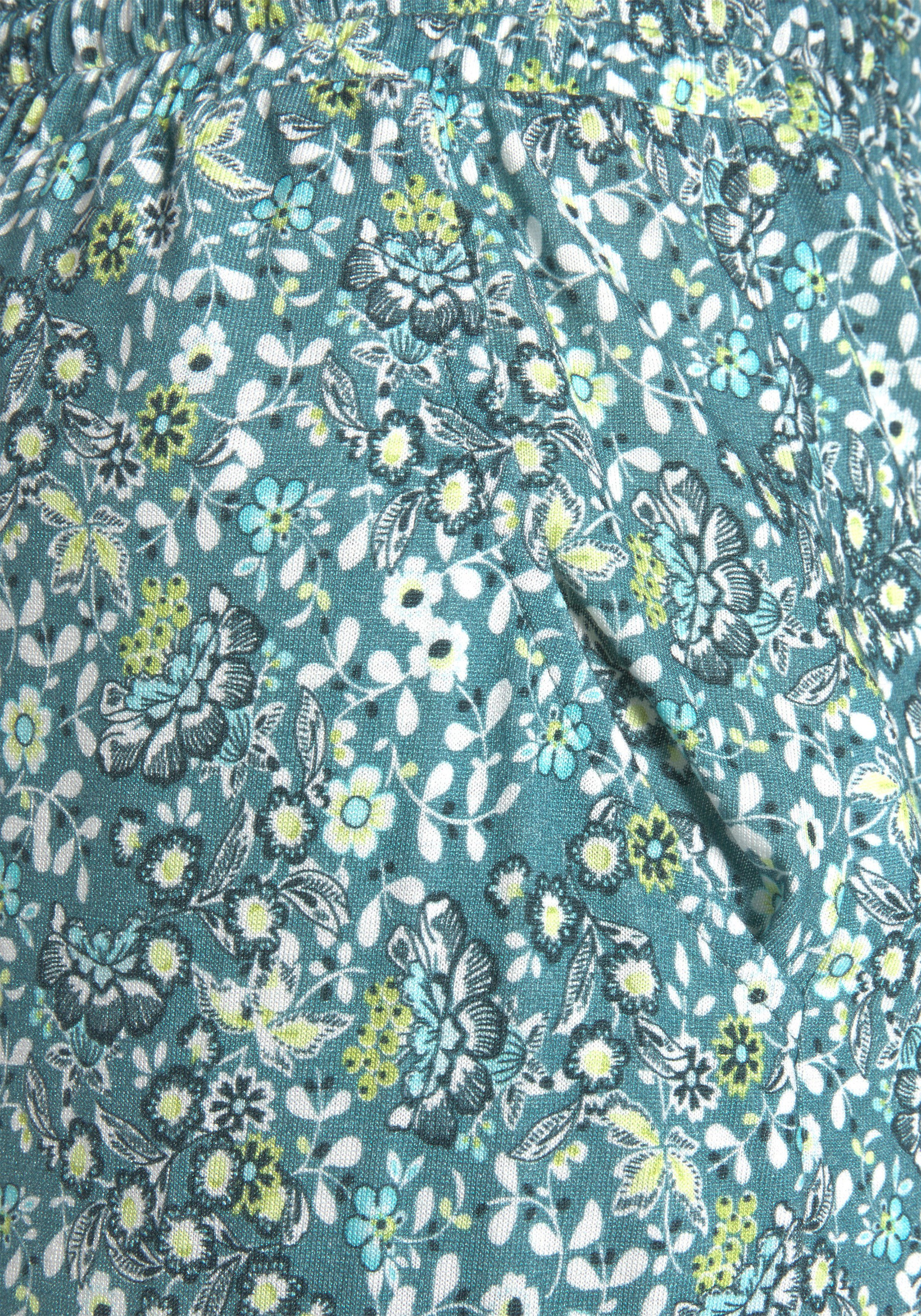 Vivance Jerseybroek met bloemenprint en zakken, elastische tailleband, strandbroek