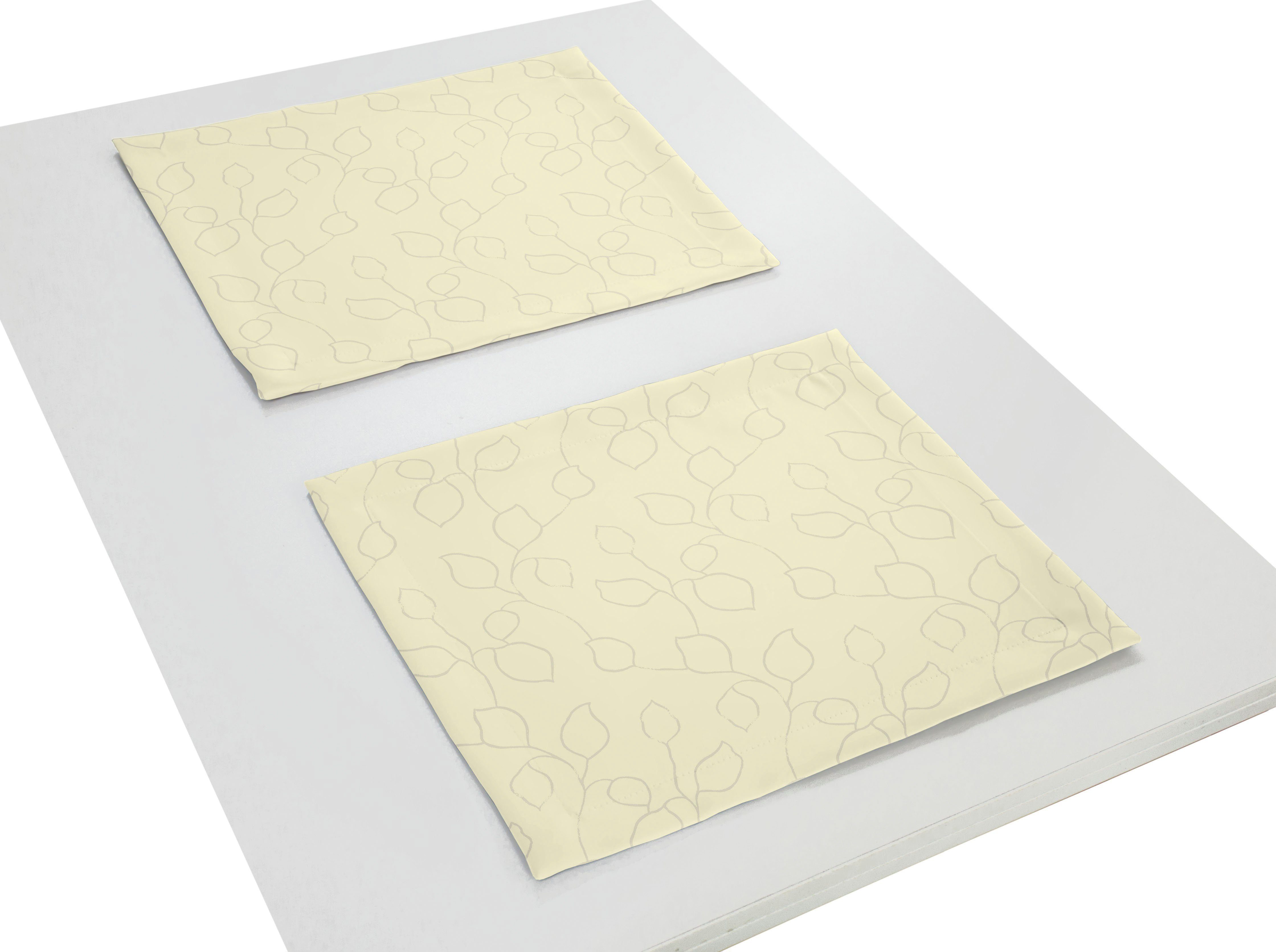 Wirth Set placemats Westport Made in Germany, Jacquard decoratiestof, bladontwerp, onderhoudsvriendelijk (2 stuks) tafelkleden beige