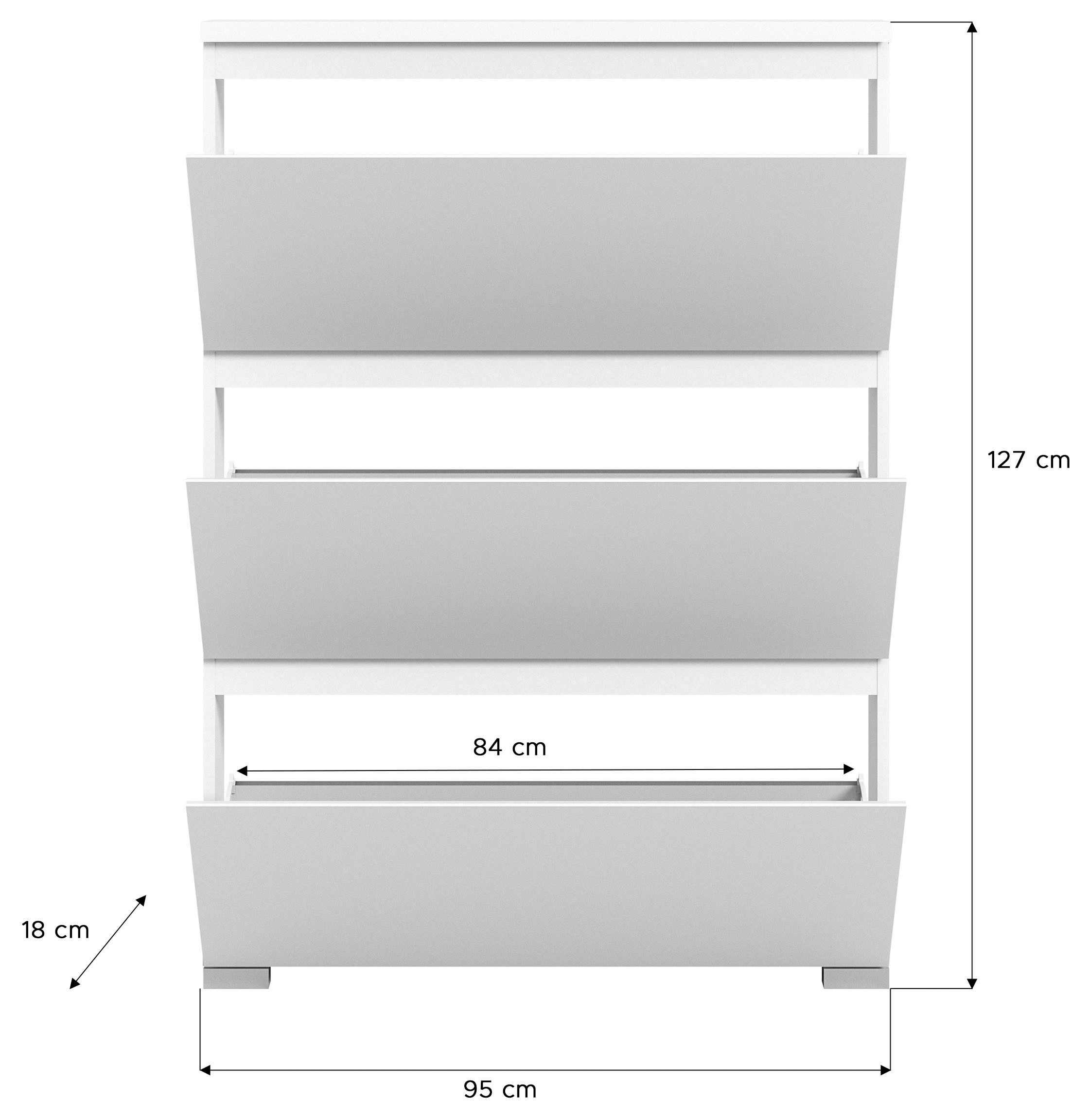 INOSIGN Schoenenkast Skoskap, Diepte 18 cm, 3 Deurtjes met schoenrol, plaats voor 12 paar schoenen